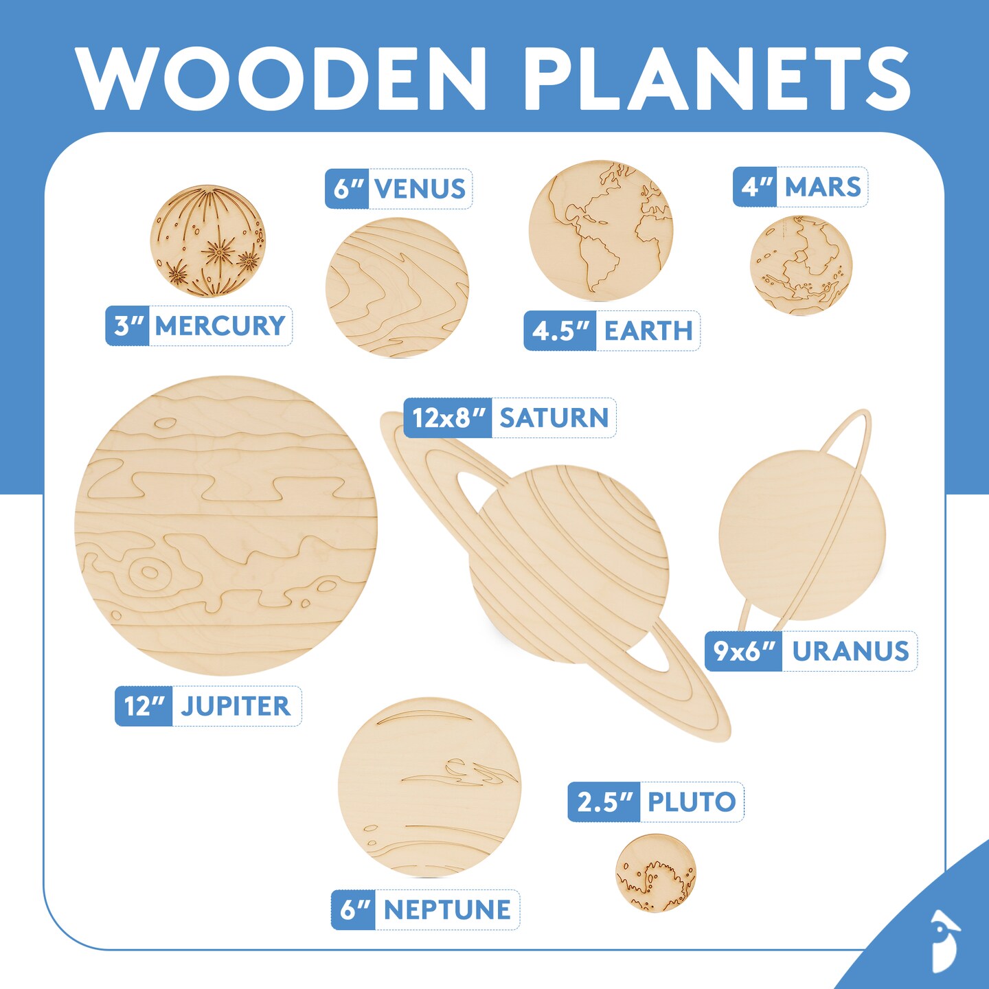 Wood Solar System Model of Planets, Detailed Outer Space Decor | Woodpeckers