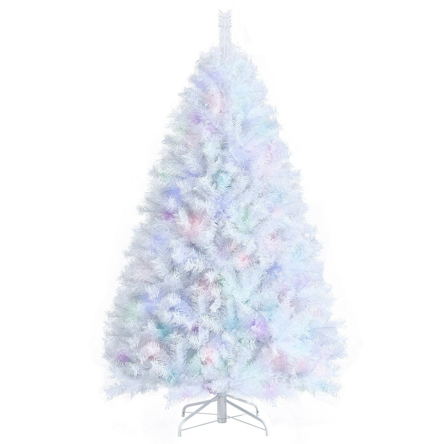 White Iridescent PVC Christmas Tree with 792 Tips and Sturdy Iron Stand 6 ft