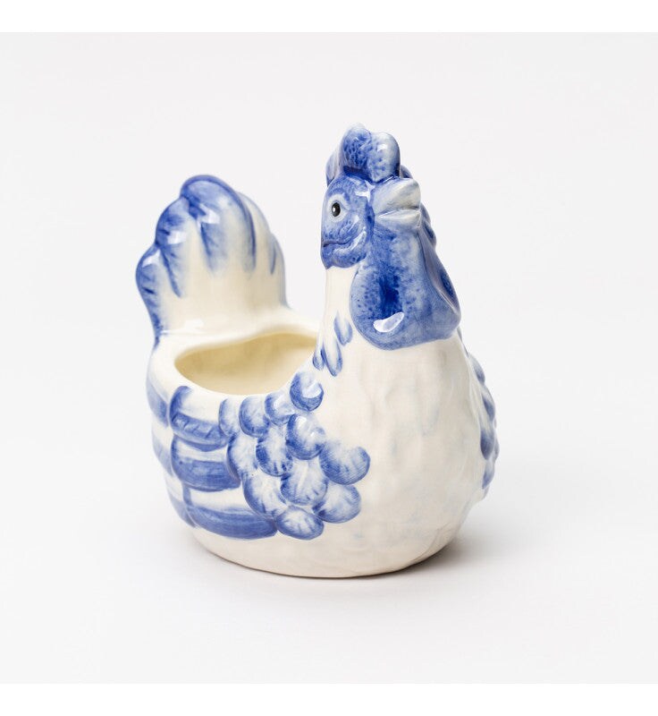 Ceramic Dutch Blue Rooster Planter, Farmhouse Decor, Gift for Her, Gift for Mom