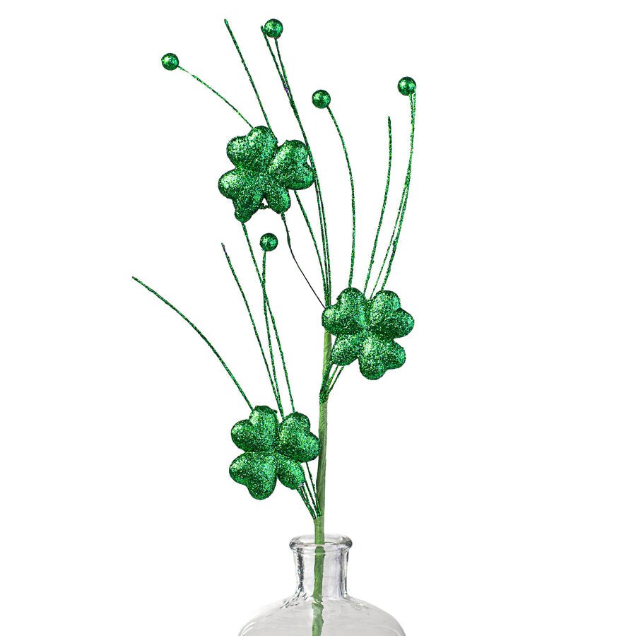 22&#x22; Emerald Glittered Shamrock Spray - St. Patrick&#x27;s Day Decoration