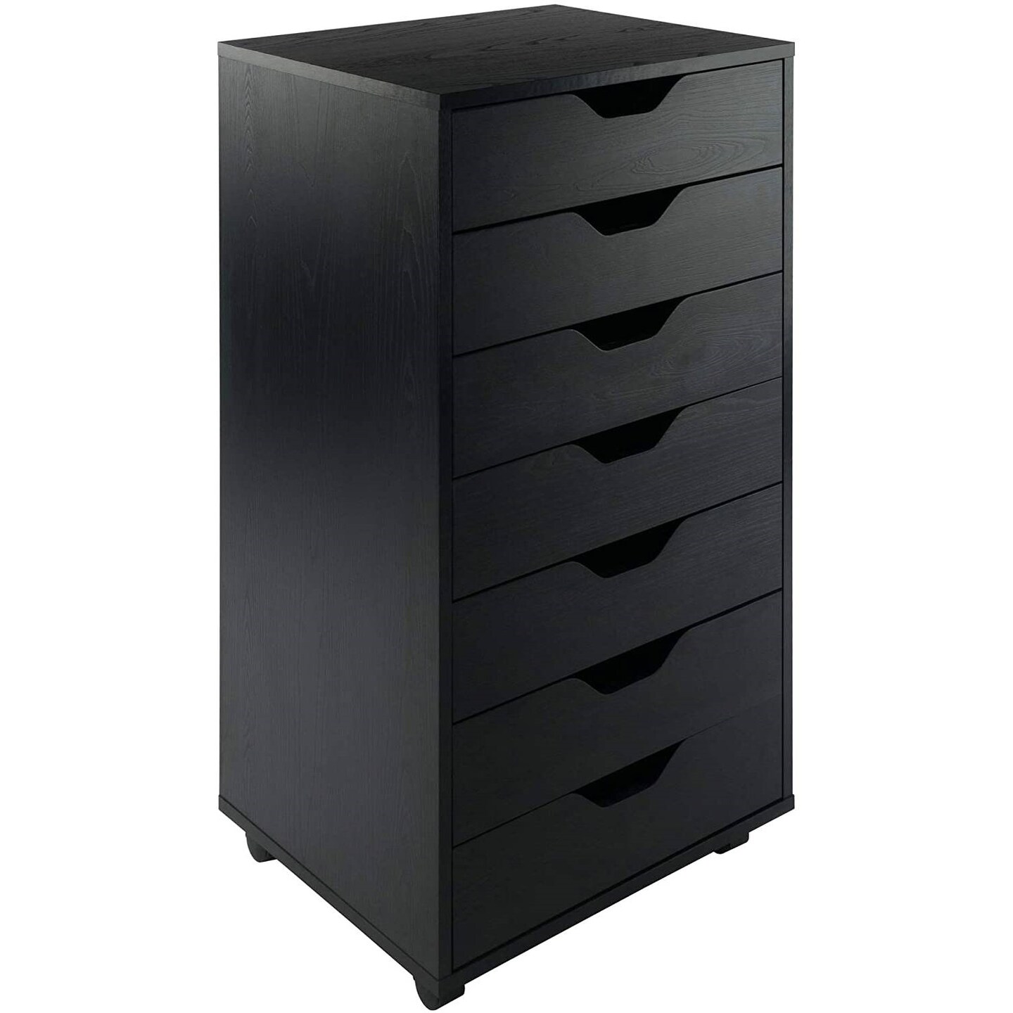 Wood 7-Drawer Storage Cabinet Chest with Casters and Lock