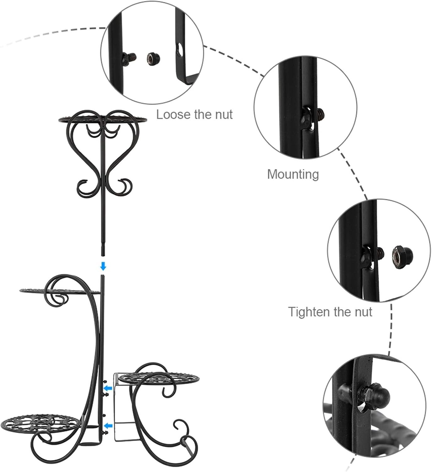 4-Tier Metal Plant Stand with Rounded Shelves