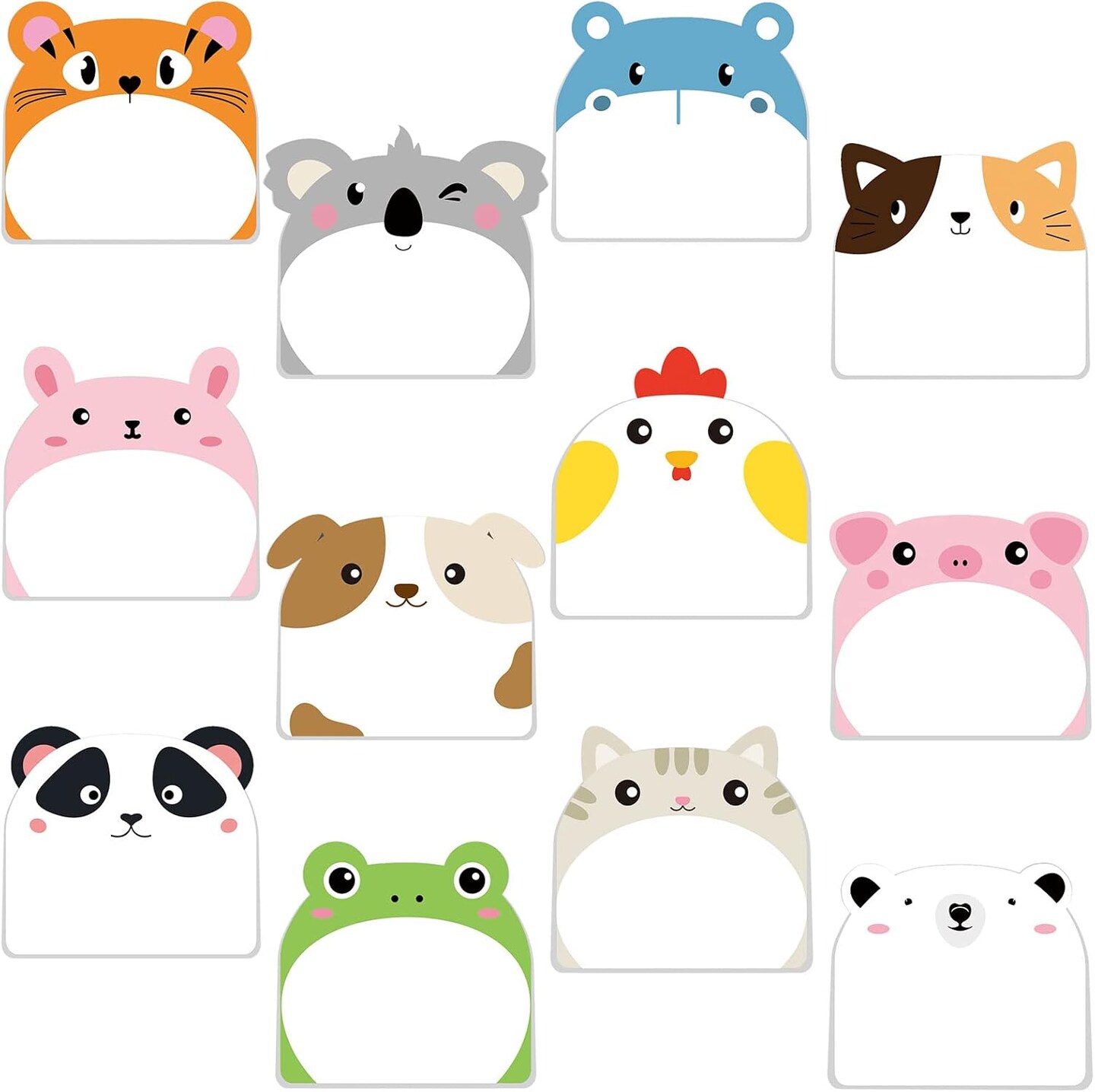24 Pads Cute Sticky Notes Kawaii Fun Animal Sticky Notes Pads Bulk Cartoon Memo Self Adhesive for Veterinary Gift Office School Tab Animal Party Supplies(Classic Animals)
