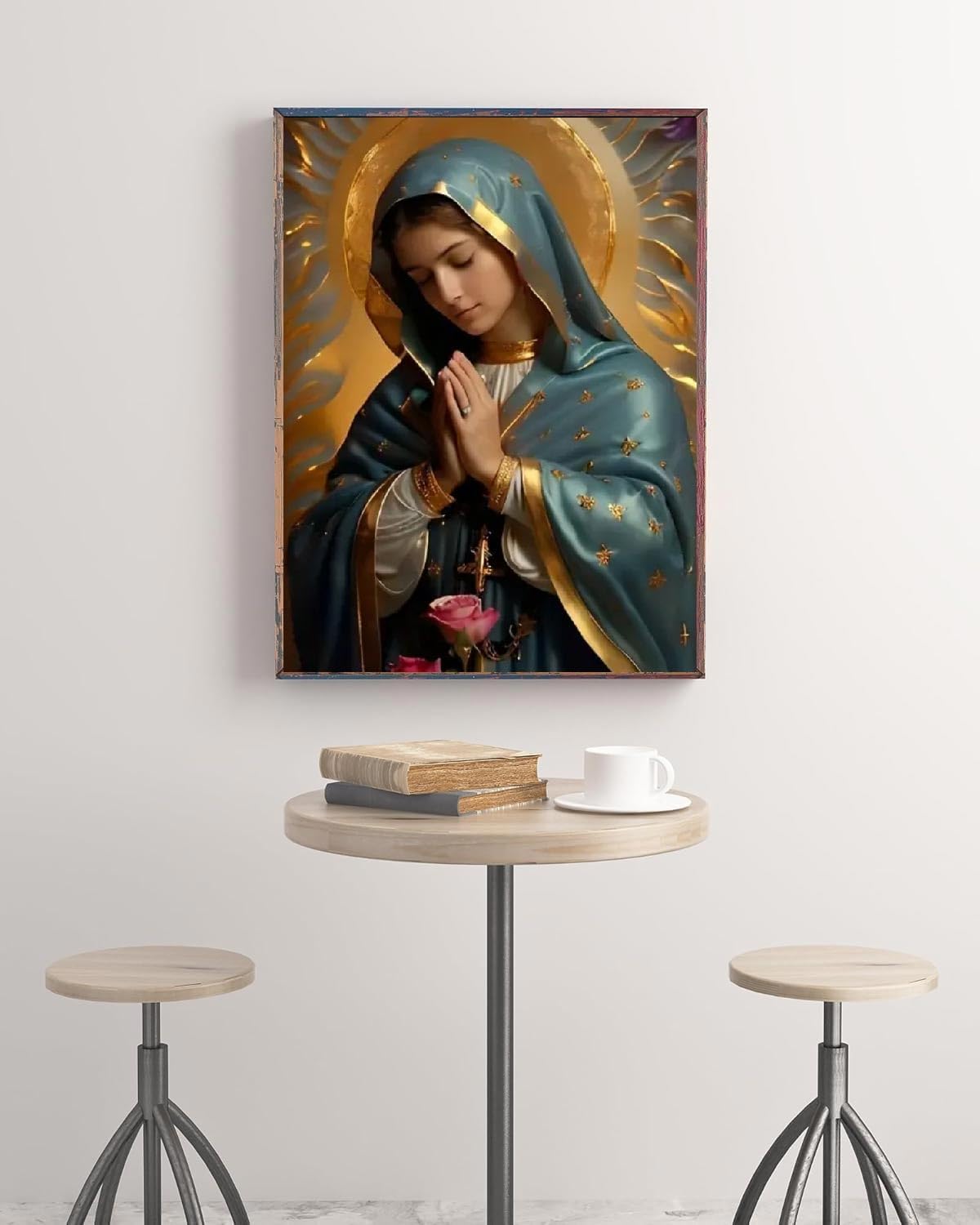 Jesus Diamond Painting Kit, Full Drill 5D Pray Virgin Mary Diamond Dots Arts Crafts Set Religious Belief Diamond Painting with Gem for Adult Beginner Virgin Mary Room Decor 12X16 inch