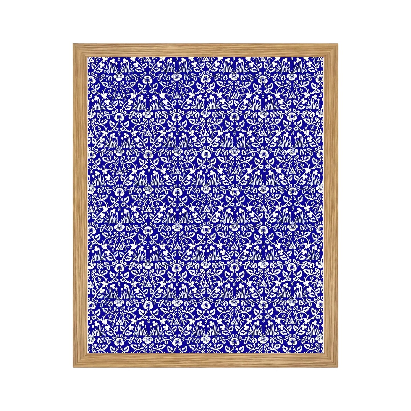 Large Framed Corporate Office Decor Wall Art Canvas 40x60 Inch - William Morris - Deep Blue