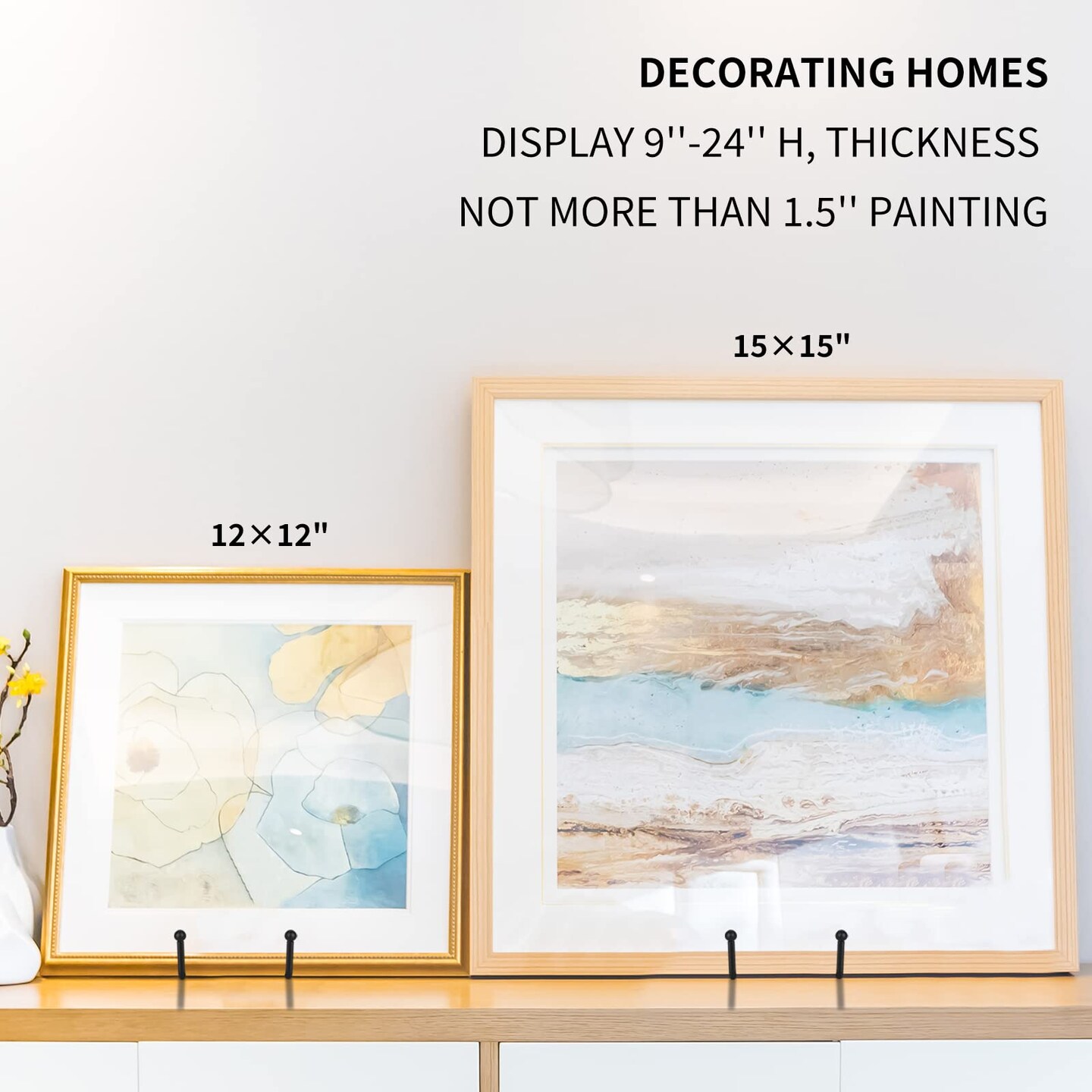 8 Inch 3 Pack Black Metal Plate Holder Display Stands for Picture, Decorative Plate, Book, Photo Easel, Artistic Work