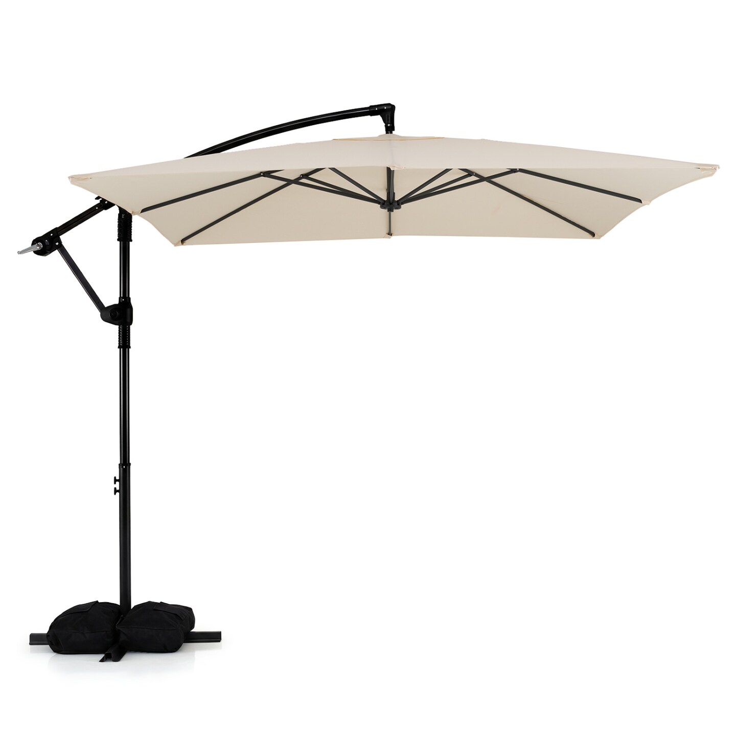 8x8 FT Hanging Cantilever Market Umbrella with 360 Degree Swivel
