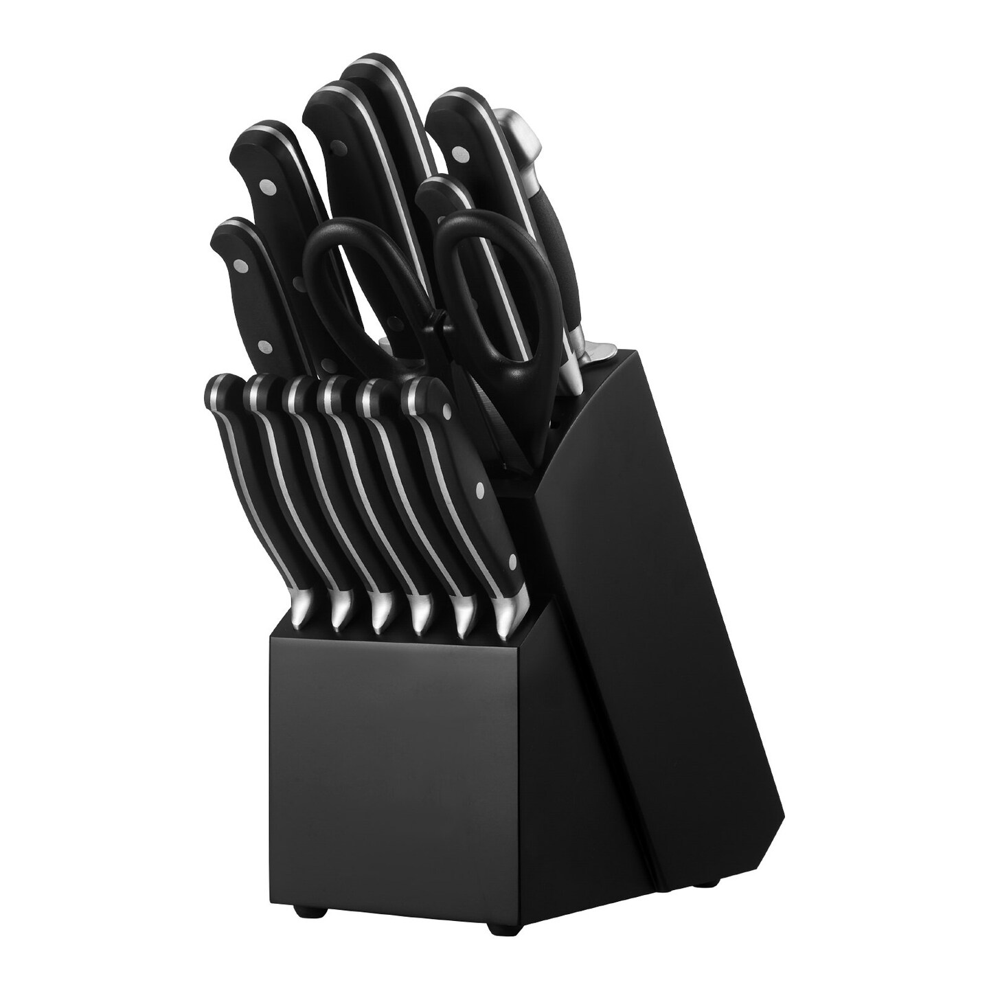 15-Piece Sharp Kitchen Knife Set with Block, Sharpening Rod and Durable Handles