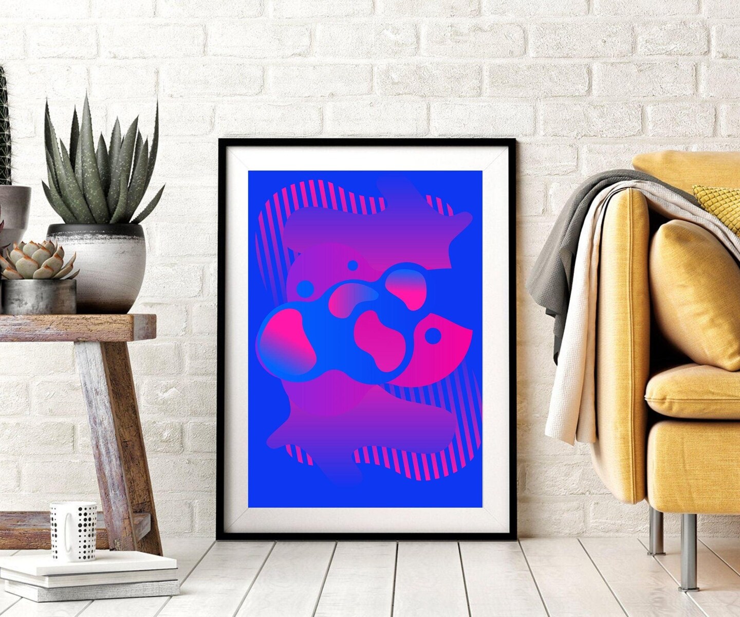 Abstract Artwork Blue Magenta Wall Art Classic Framed Canvas Prints Framed art