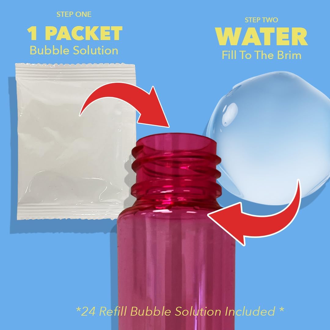 24Pcs Bubble Wands and Bubble Refills Solution for Easter, Pool, Beach, Park, Summer BBQ Party, Birthday Party Fovor Toy for Kids