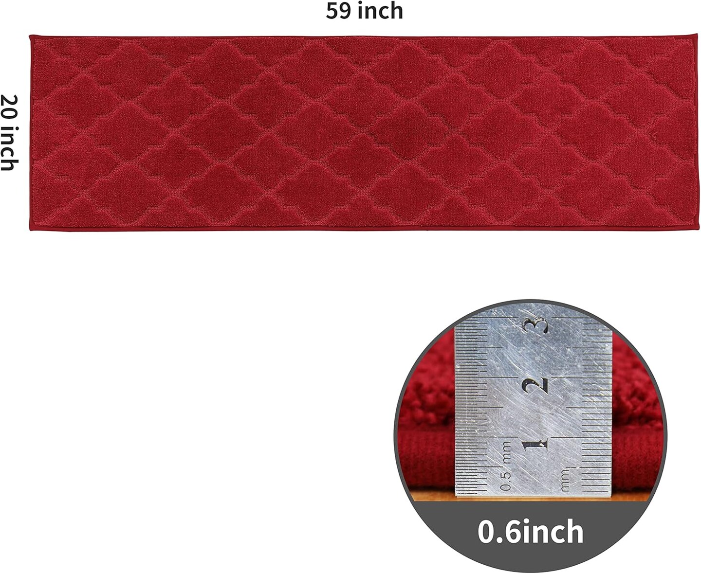 Soft Kitchen Floor Mat 20"x59" – Red, Non-Skid, Washable, Super Absorbent