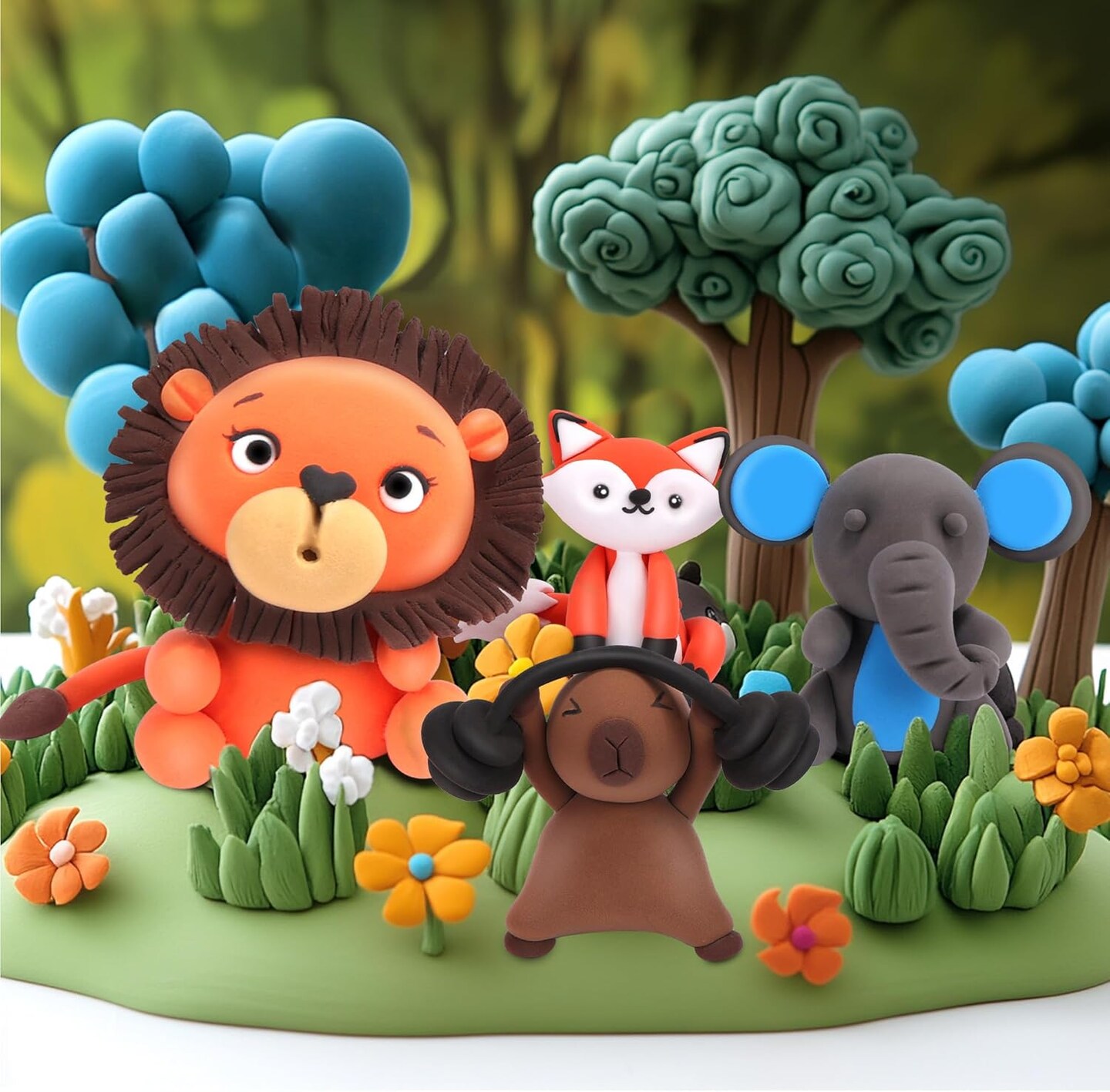 6 Pack Forest Animals Air Dry Clay Kit, Modeling Clay for Kids, DIY Model Magic Clay with Sculpting Tools, Non-Sticky Soft and Super Light, Arts and Crafts Gift for Kids (Forest Animals)