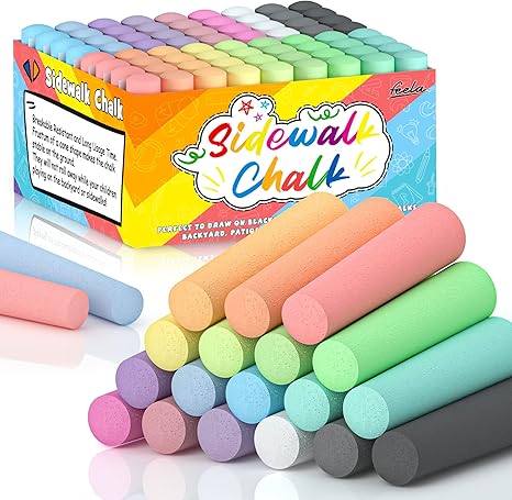 Sidewalk Chalk, 72 Pack Jumbo Sidewalk Chalk Bulk For Kids, Non-Toxic Outdoor Chalk Set For School Blackboard Playground, 18 Colors