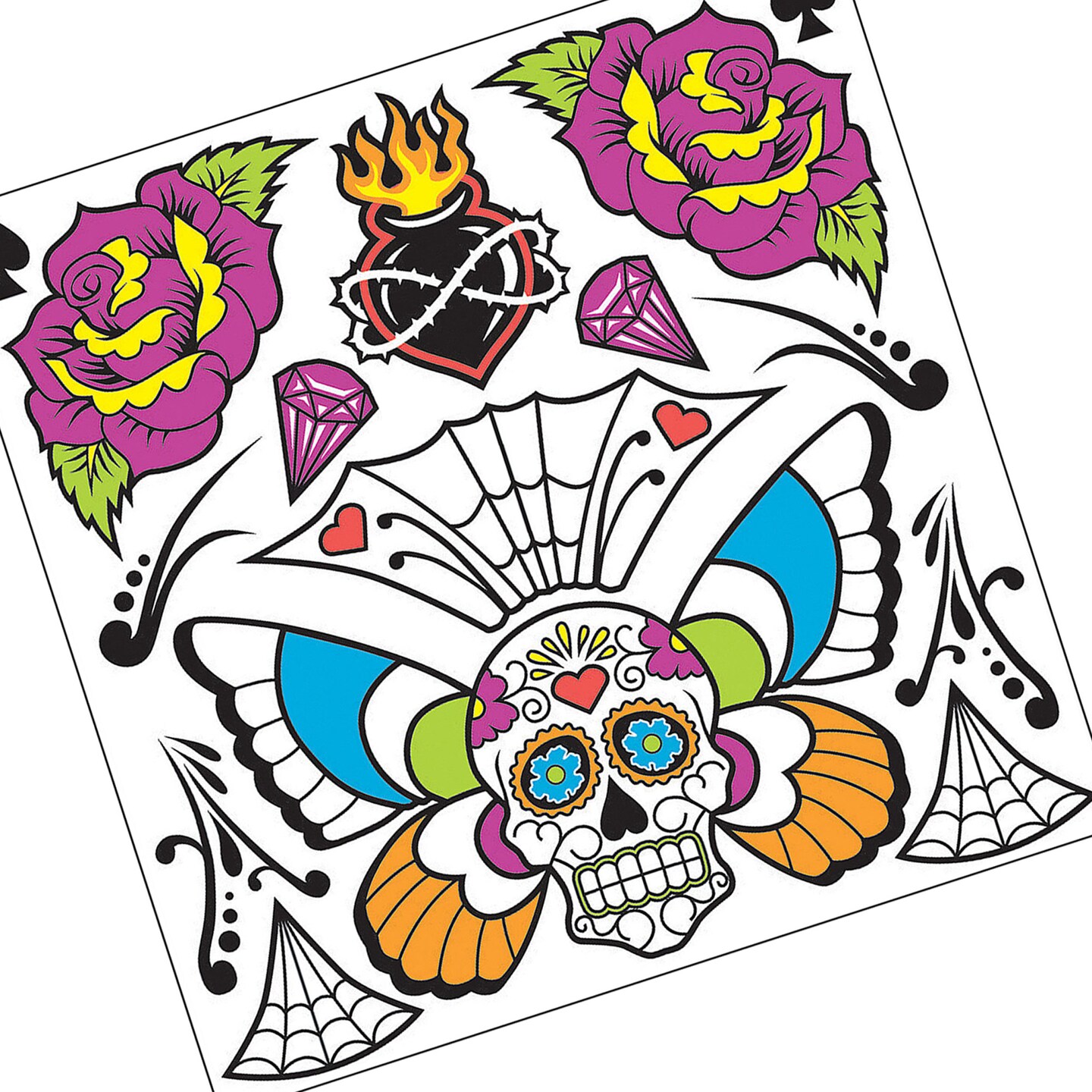 Day Of The Dead Body Tattoo 6&#x22; x 6&#x22; Sheet