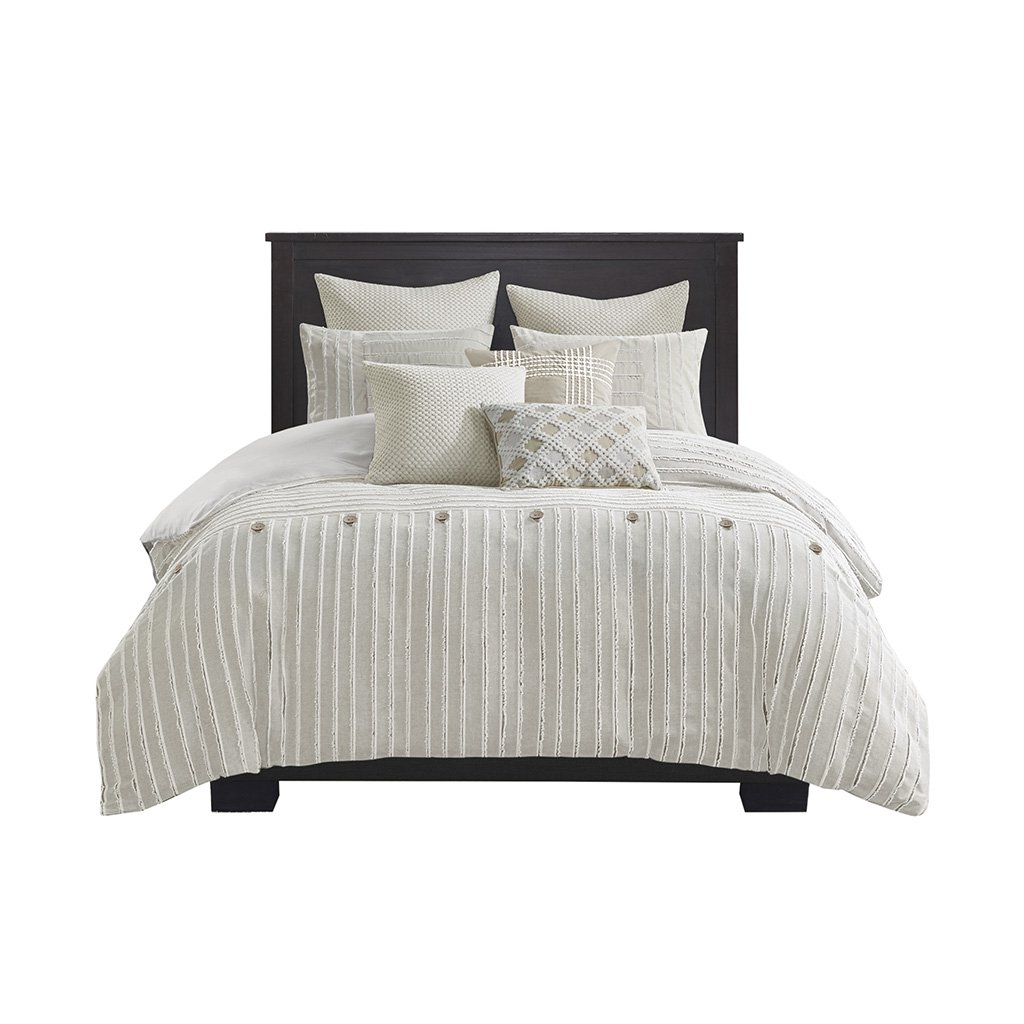 Gracie Mills Cora Oversized Cotton Clipped Jacquard Comforter Set With Euro Shams Throw Pillows - Grace-13615