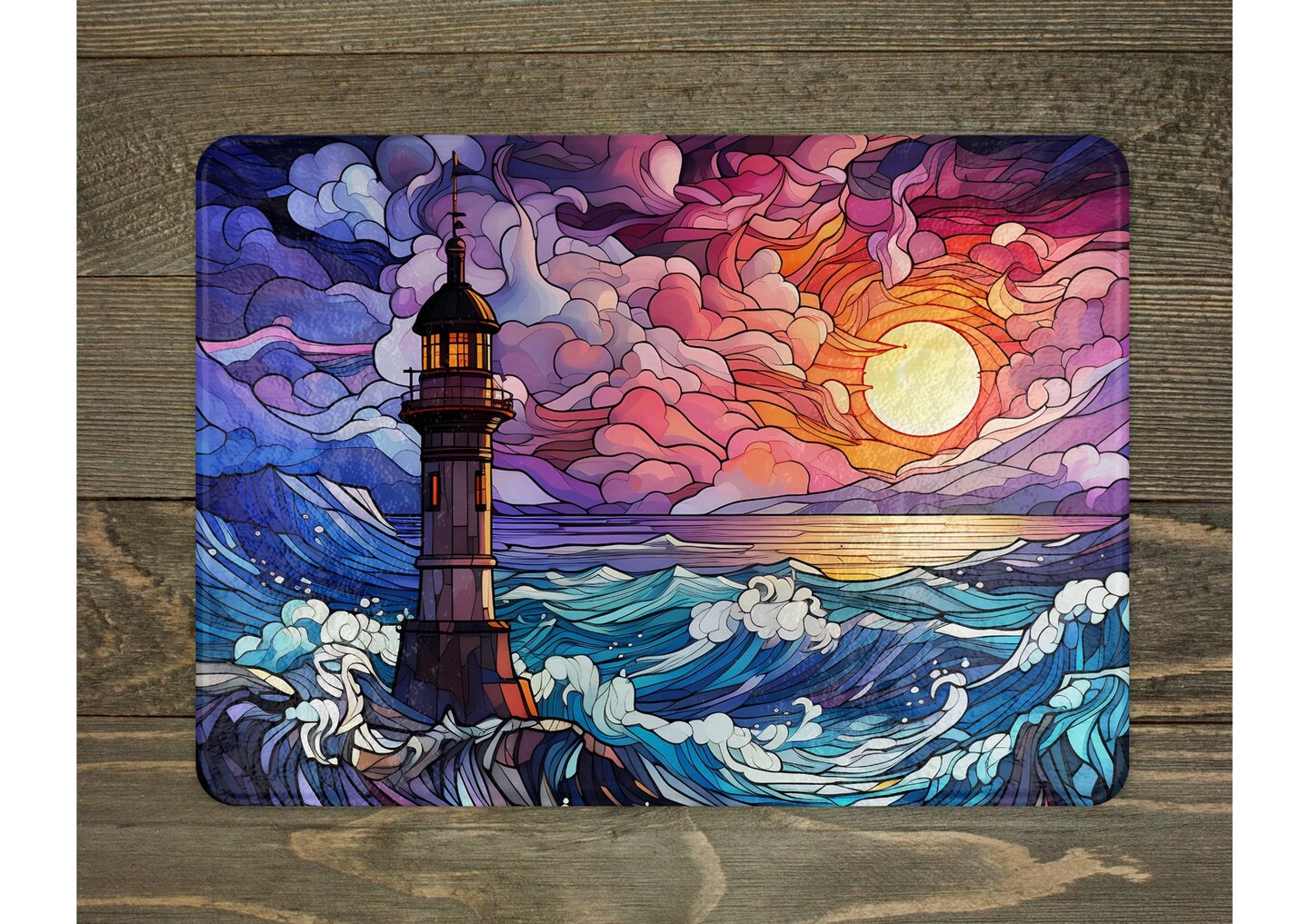 Beautiful Lighthouse Glass Cutting Board, 4 Size Choices, Kitchen Decor, Nautical Gift, Coastal Decor, Housewarming Gift