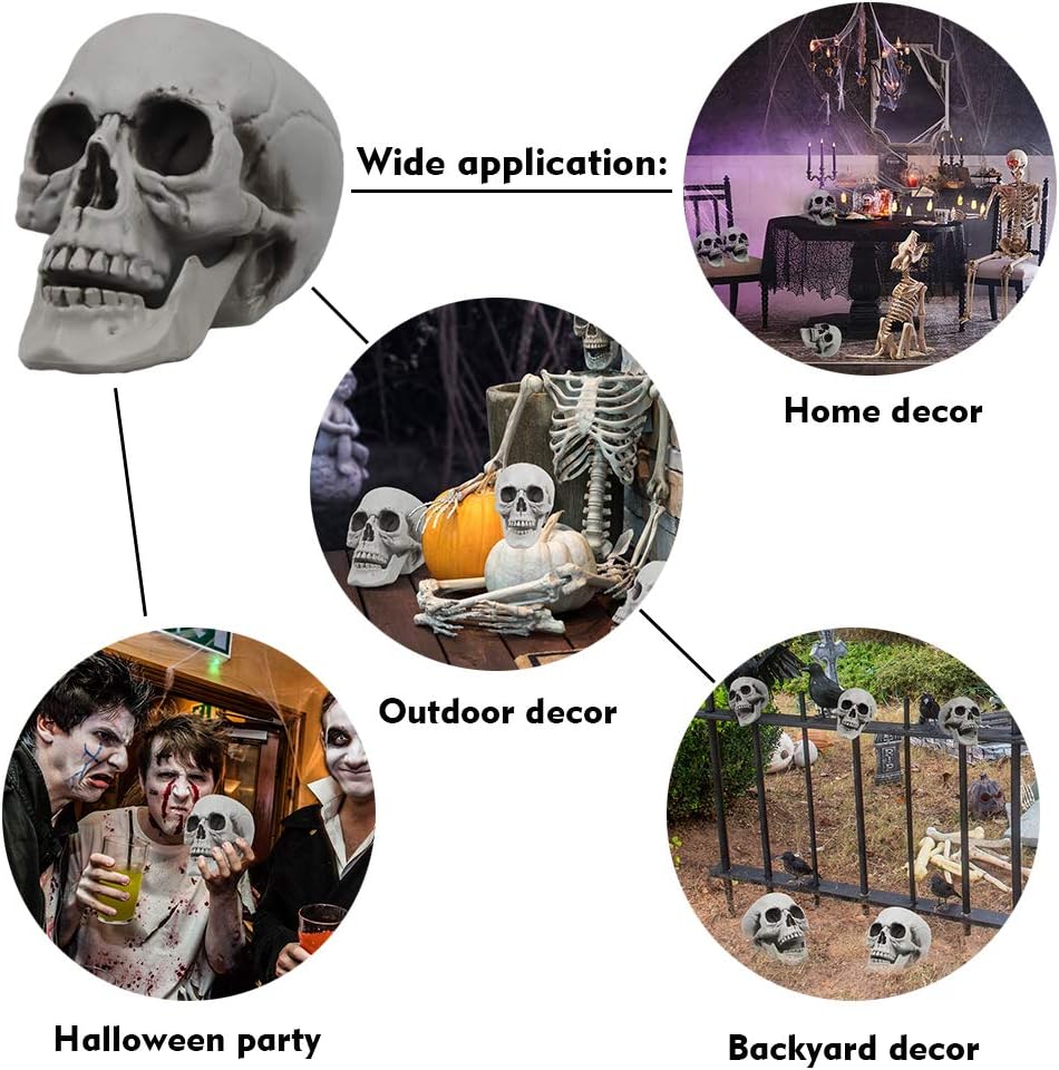 Life Size Skeleton Skull for Halloween Decor Graveyard Outdoor White