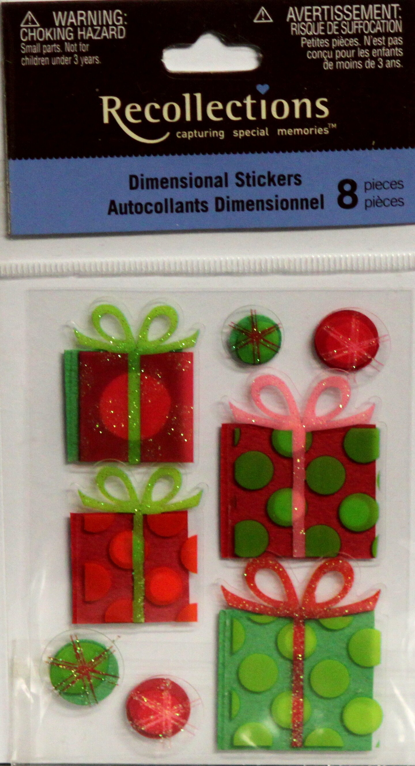 Recollections Vintage Christmas Presents Dimensional Stickers