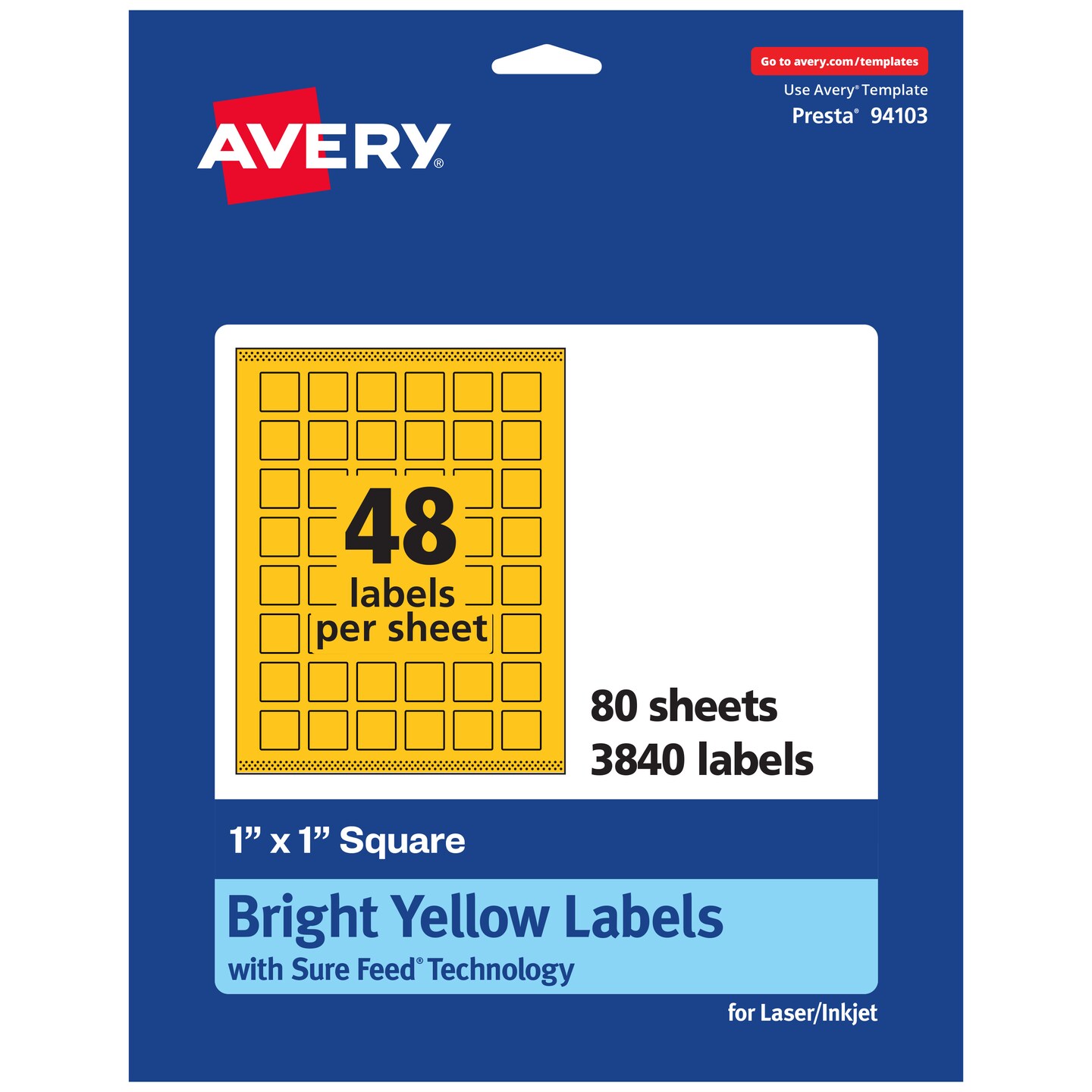 Avery Bright Yellow Paper Labels, 1&#x22; x 1&#x22; Square