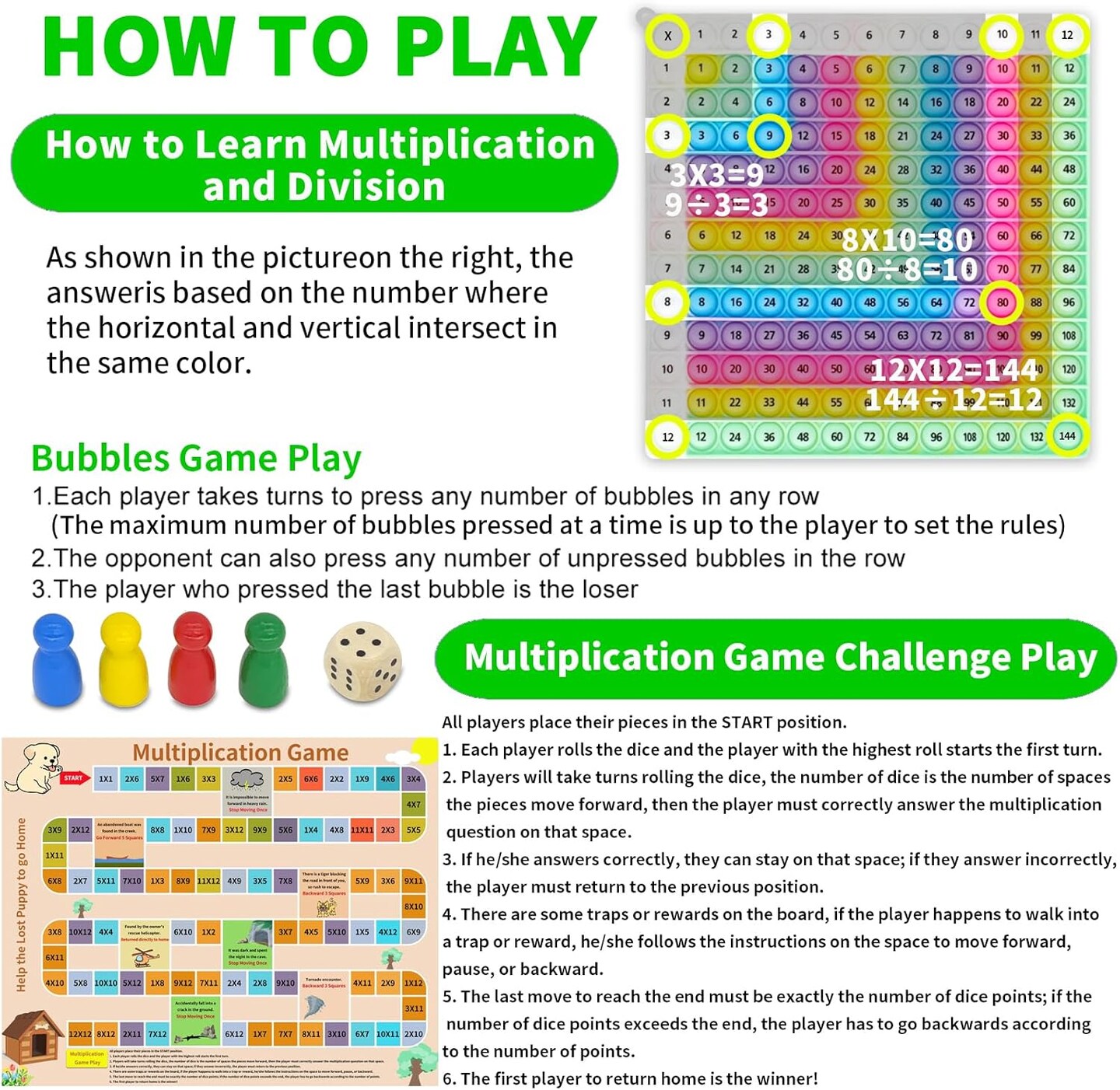 Multiplication Pop Fidget Toys 12x12 Multiplication Chart Math Toys