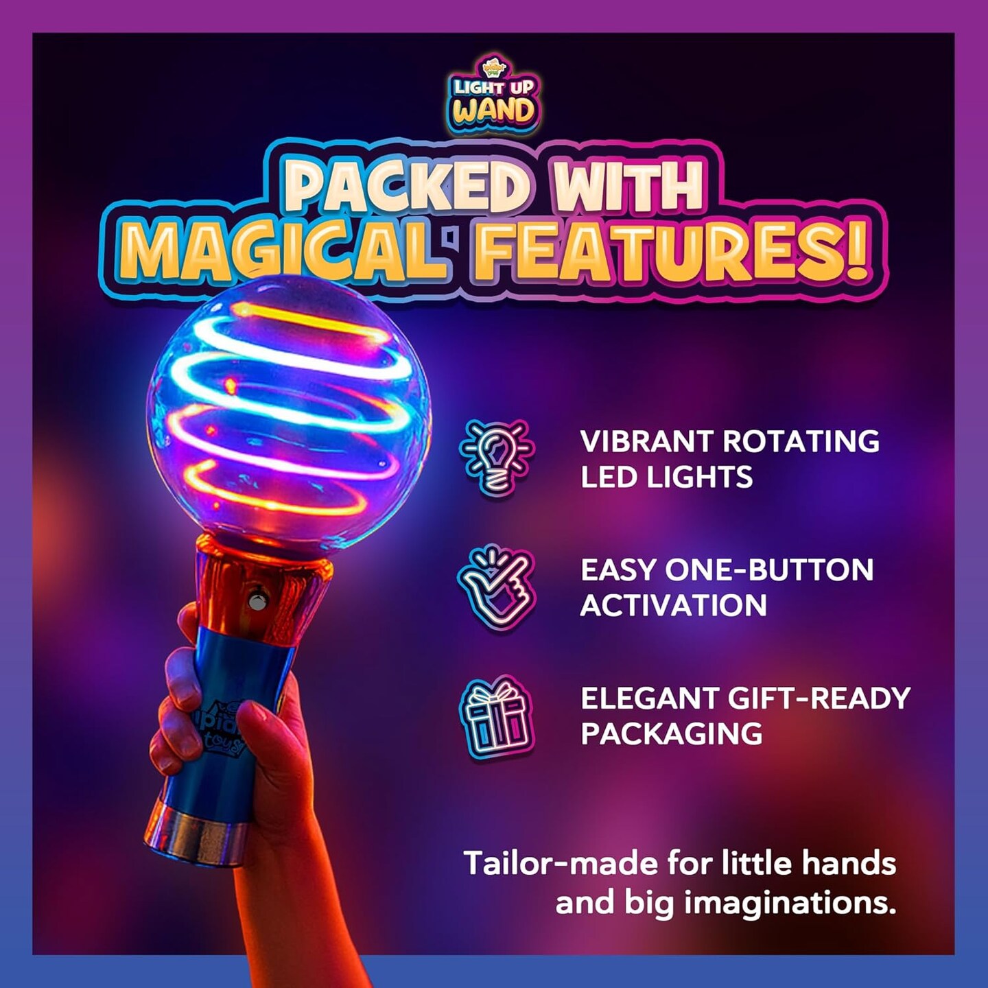 TOYS Spinning Light Up LED Wand for Kids, Magic Ball Spinner, Party Entertainment