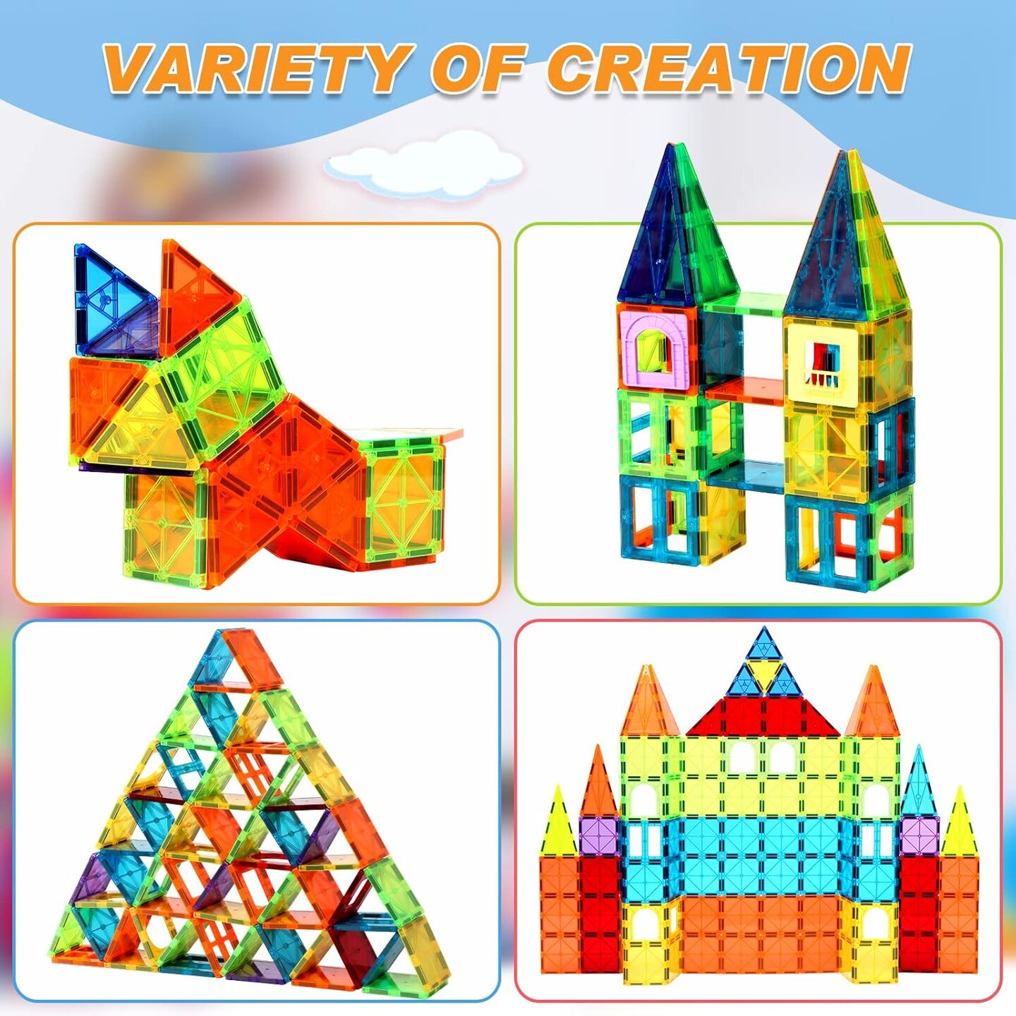 64 PCS Magnetic Building Tiles Toys