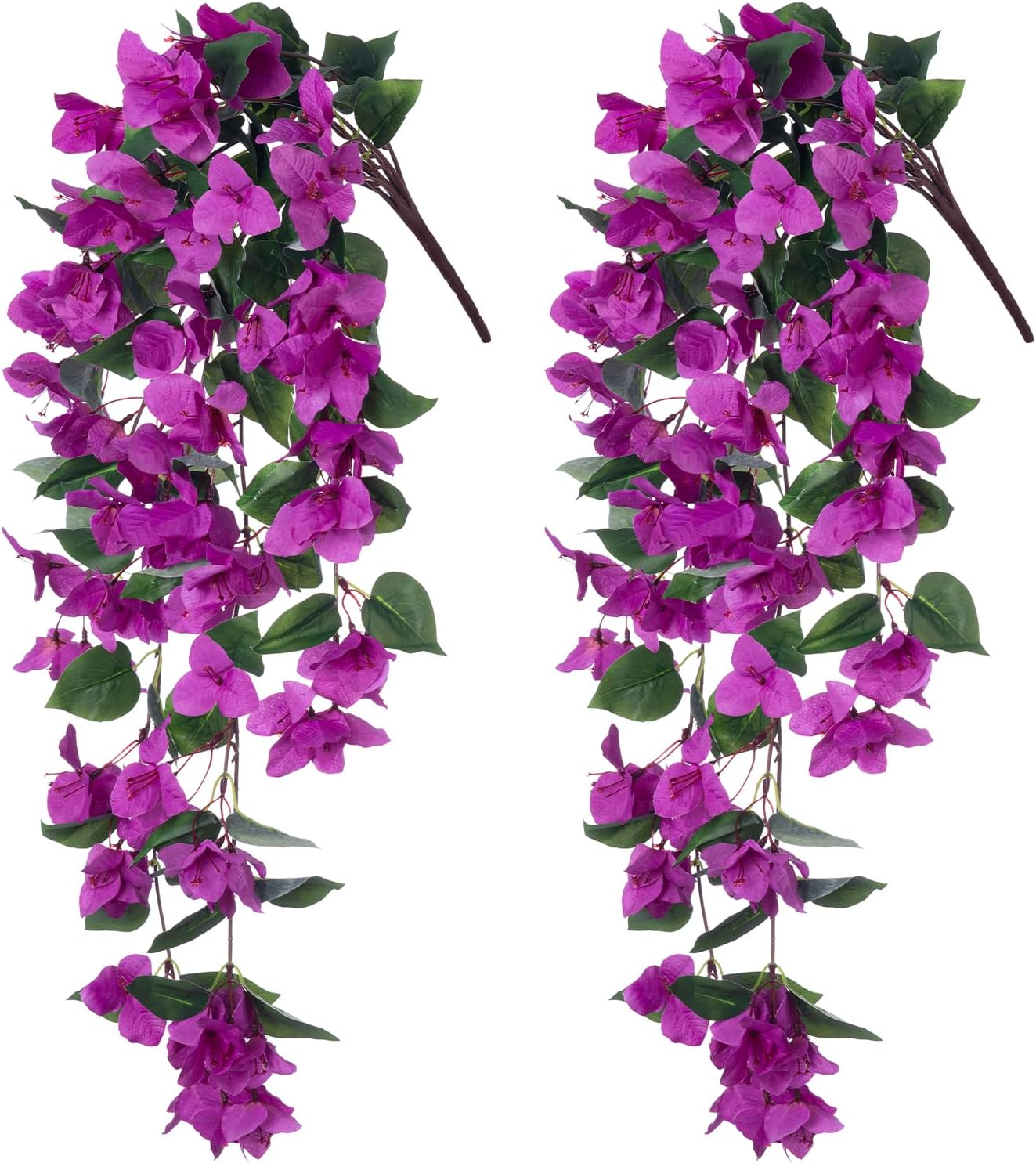 Artificial Fake Hanging Flowers Plants for Outdoor Outside Decor,2 PCS Faux Silk