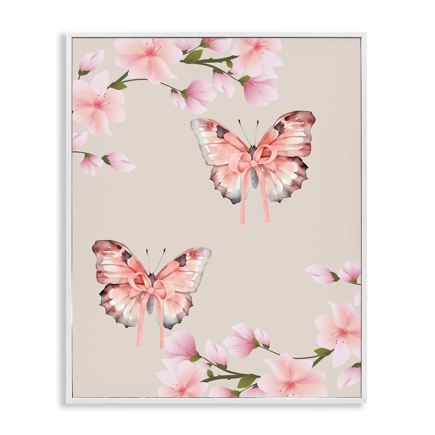 Stupell Industries Butterflies In Bows Framed Giclee, design by Jesse Keith