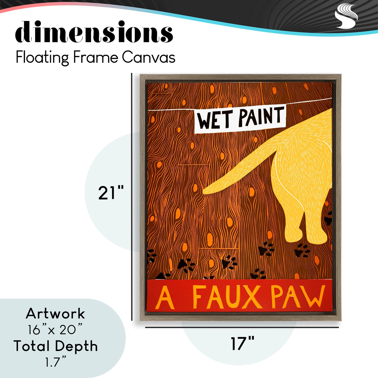 Stupell Industries Wet Paint Faux Paw Floating Frame, design by Stephen Huneck