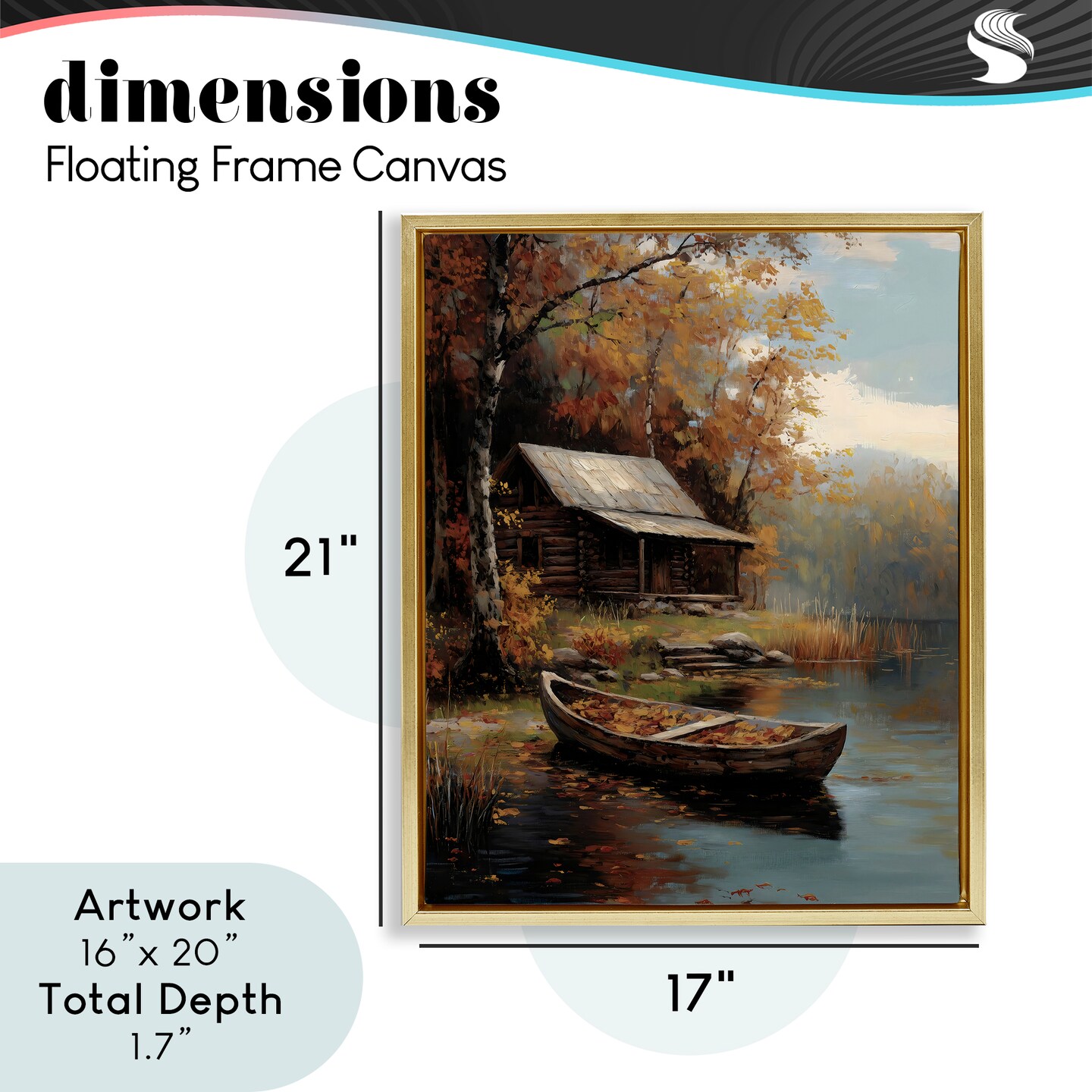 Stupell Industries Autumn Cabin Canoe with Leaves Floating Frame, design by Arlington Prints