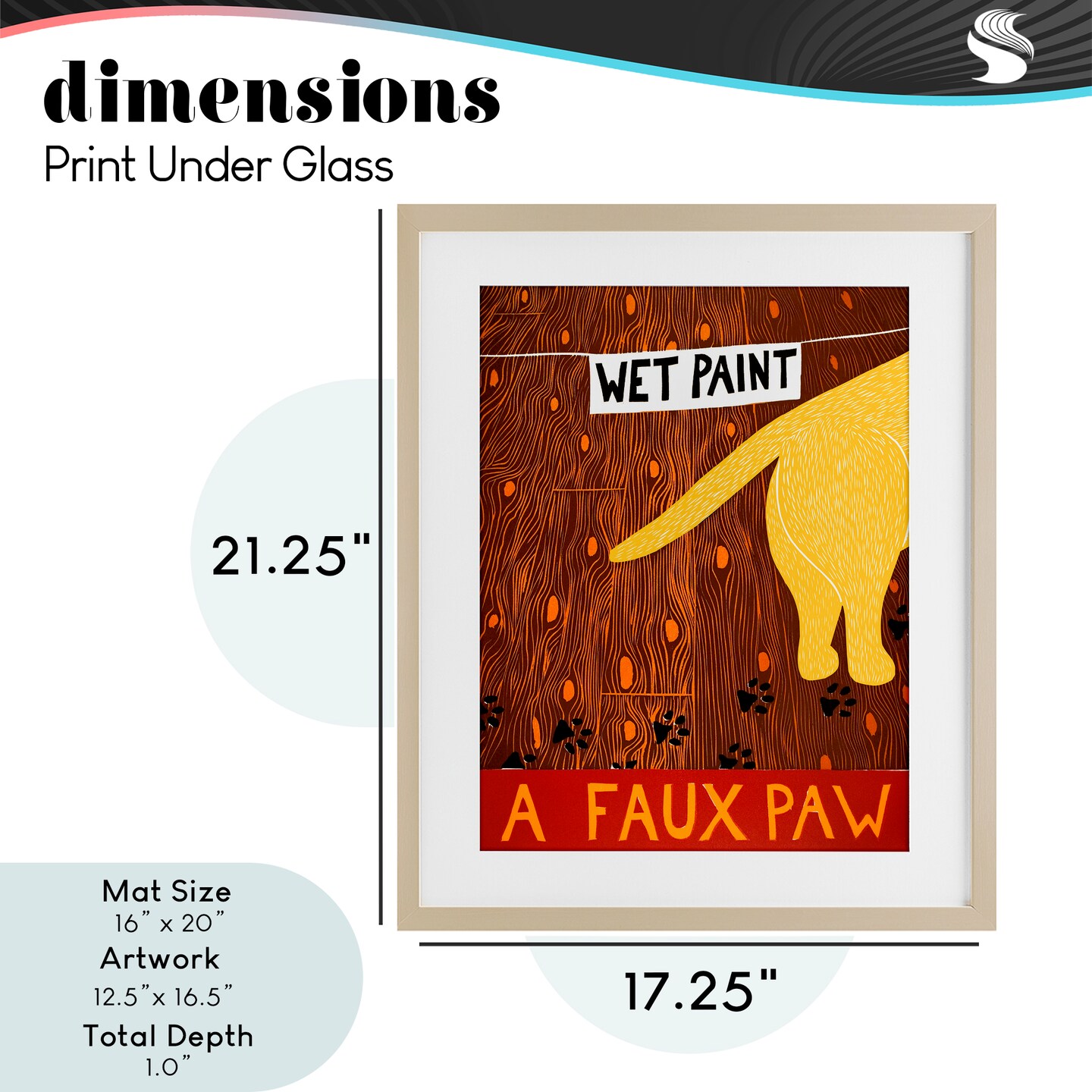 Stupell Industries Wet Paint Faux Paw Framed Print Under Glass, design by Stephen Huneck