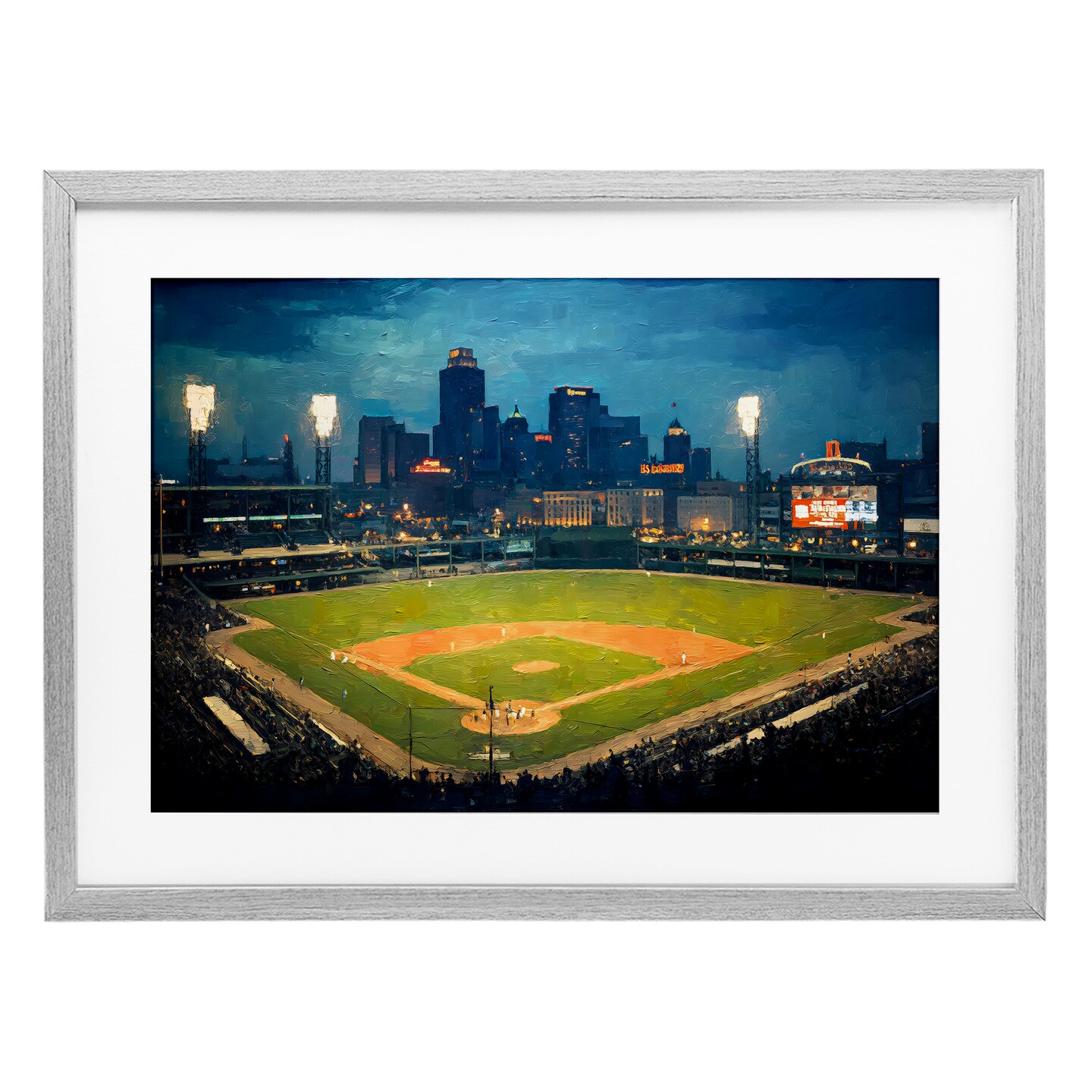Stupell Industries Baseball Stadium at Night Framed Print Under Glass, design by Arlington Prints