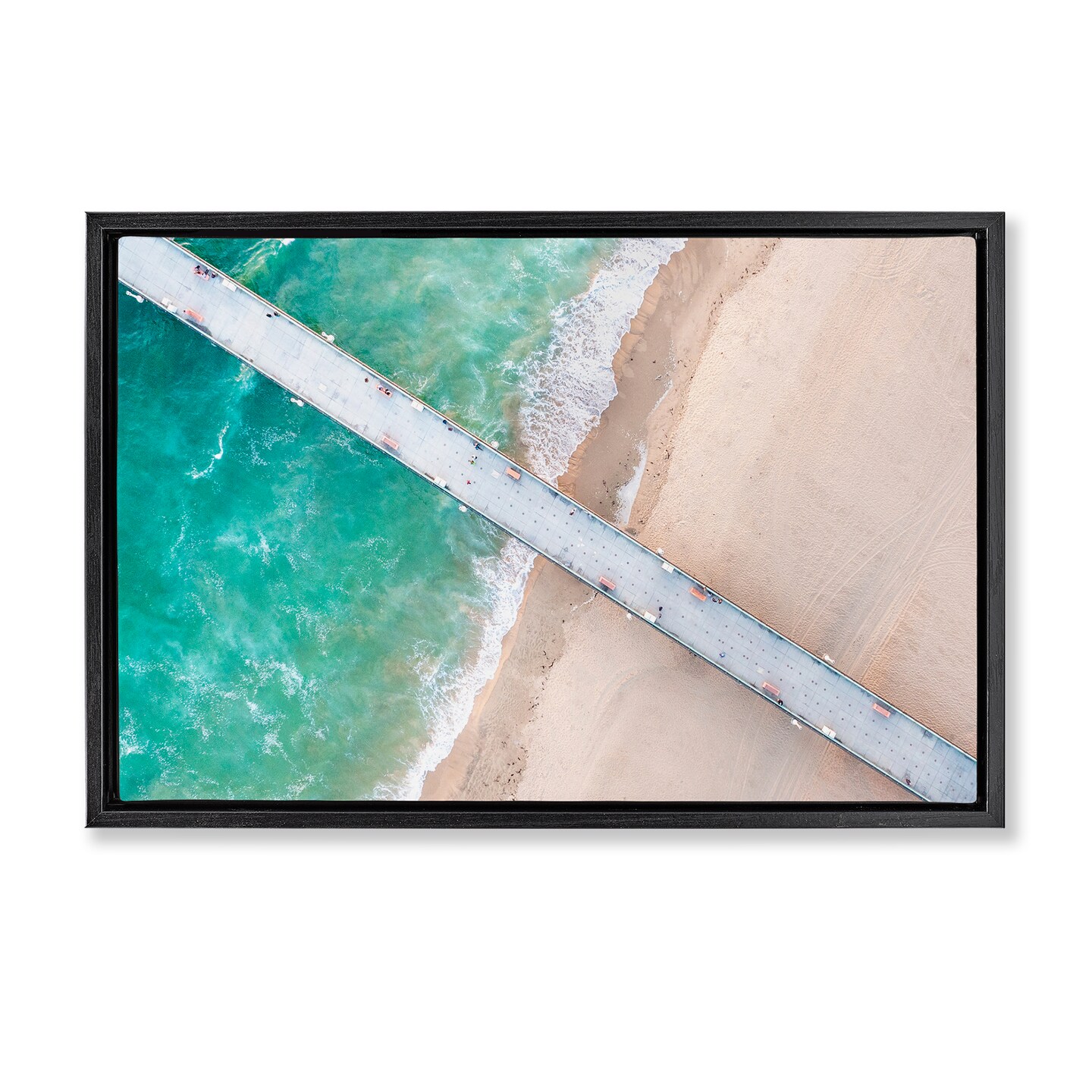 Stupell Industries Aerial View Pier Beach Floating Frame, design by Jeff Poe Photography