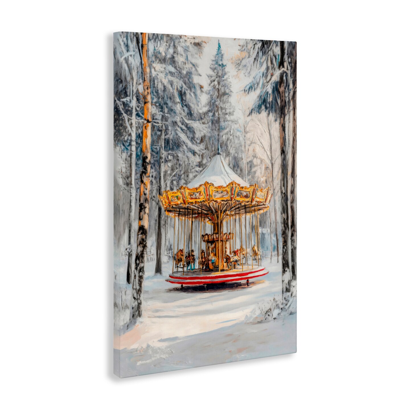 Stupell Industries Winter Wonderland Carousel Canvas, design by Petal Prints Design