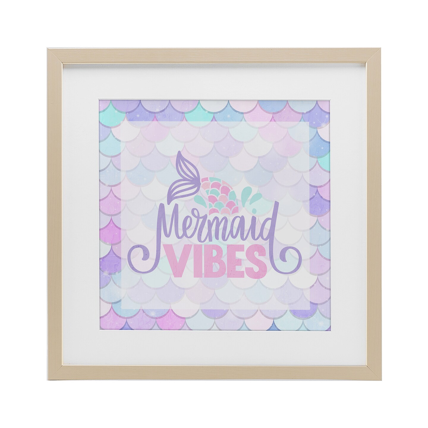 Stupell Industries Pastel Mermaid Vibes Framed Print Under Glass, design by Kim Allen