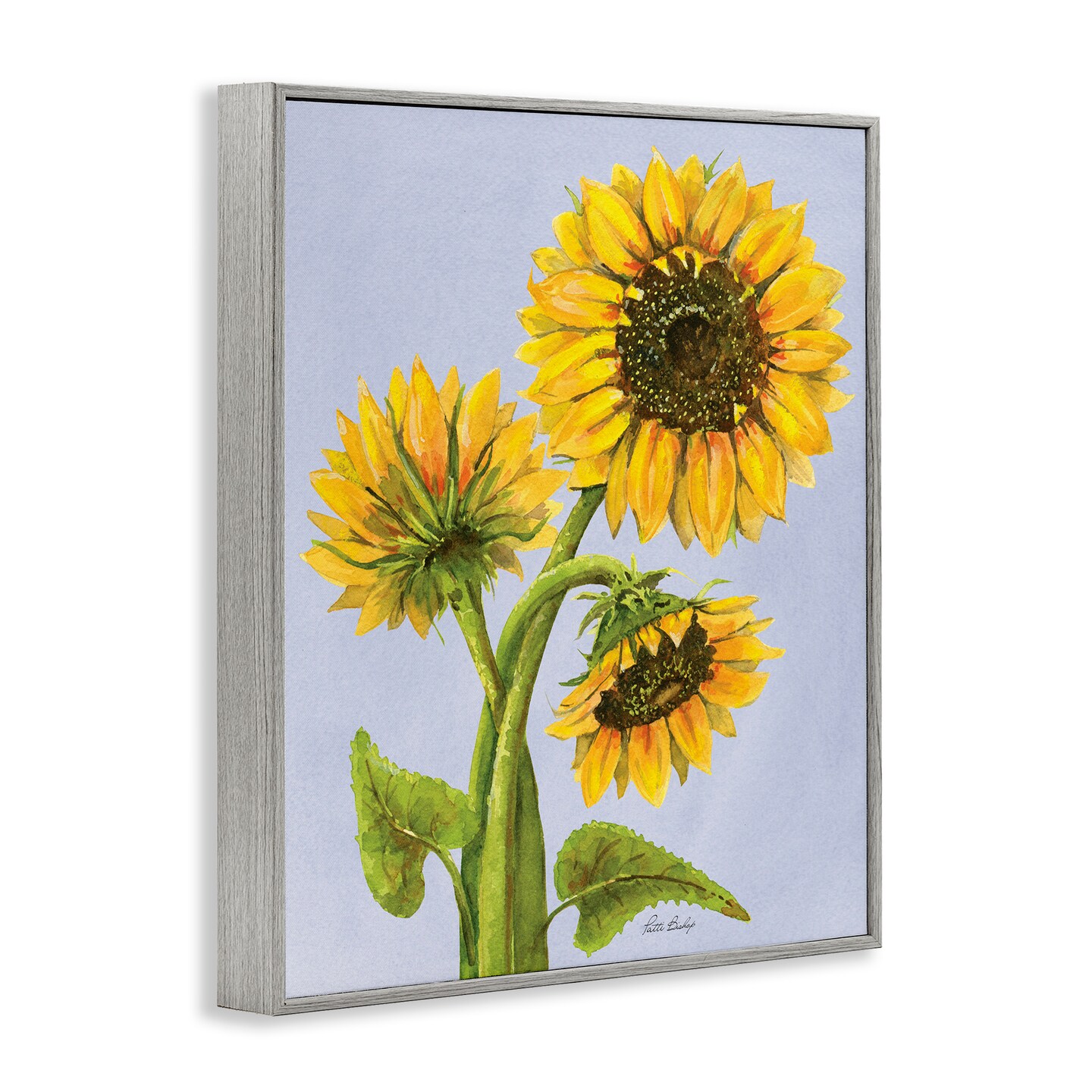 Stupell Industries Sunflower Trio Against Blue Framed Giclee, design by Patti Bishop