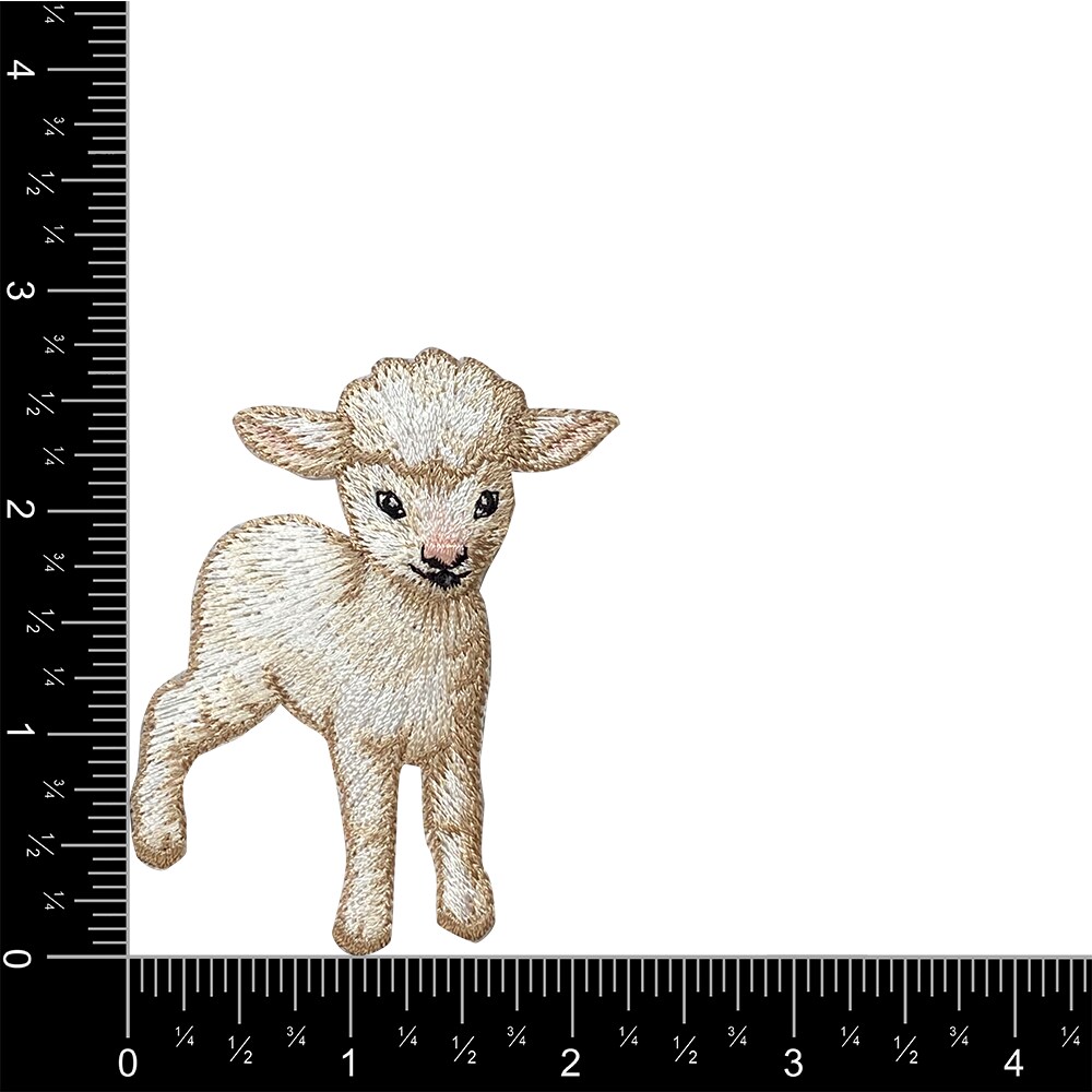 White Baby Lamb, Realistic Animals, Embroidered, Iron on Patch