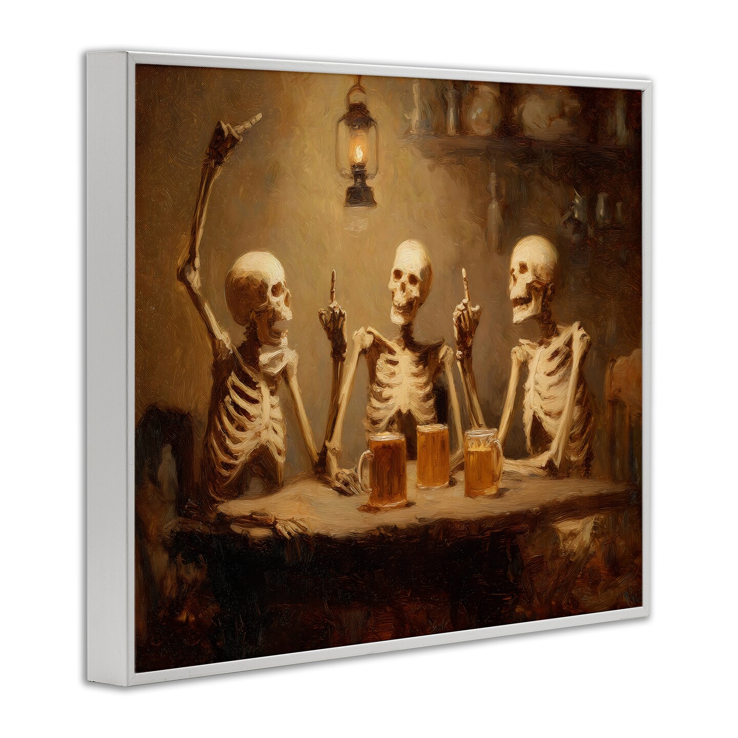 Stupell Industries Skeletons Drinking at Tavern Framed Giclee, design by Arlington Prints
