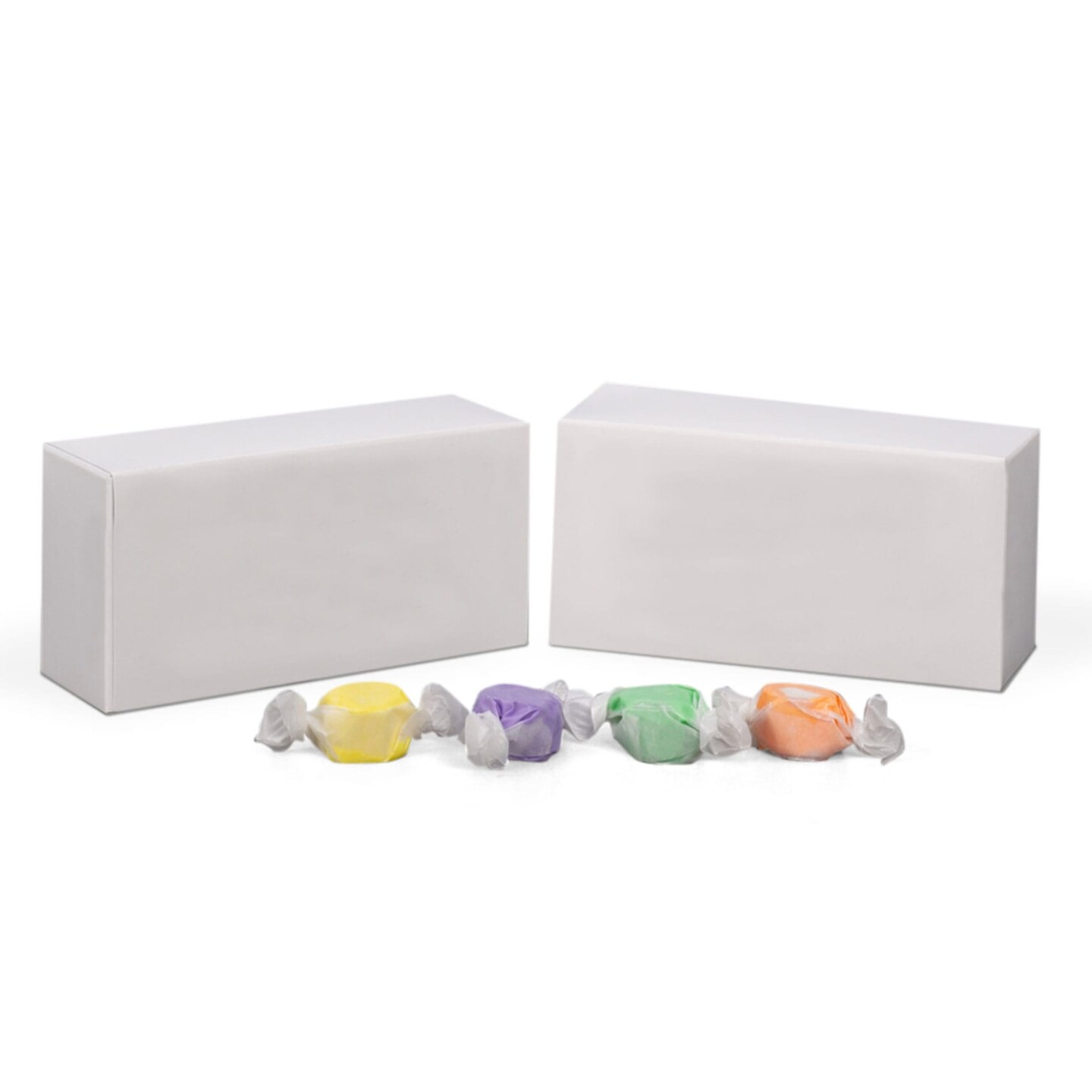 Made in USA - 50 Boxes - Fillable (empty) 1/2 lb. White Candy & Fudge Boxes - 5-1/2" x 2-3/4" x 1-3/4" - Food Safe