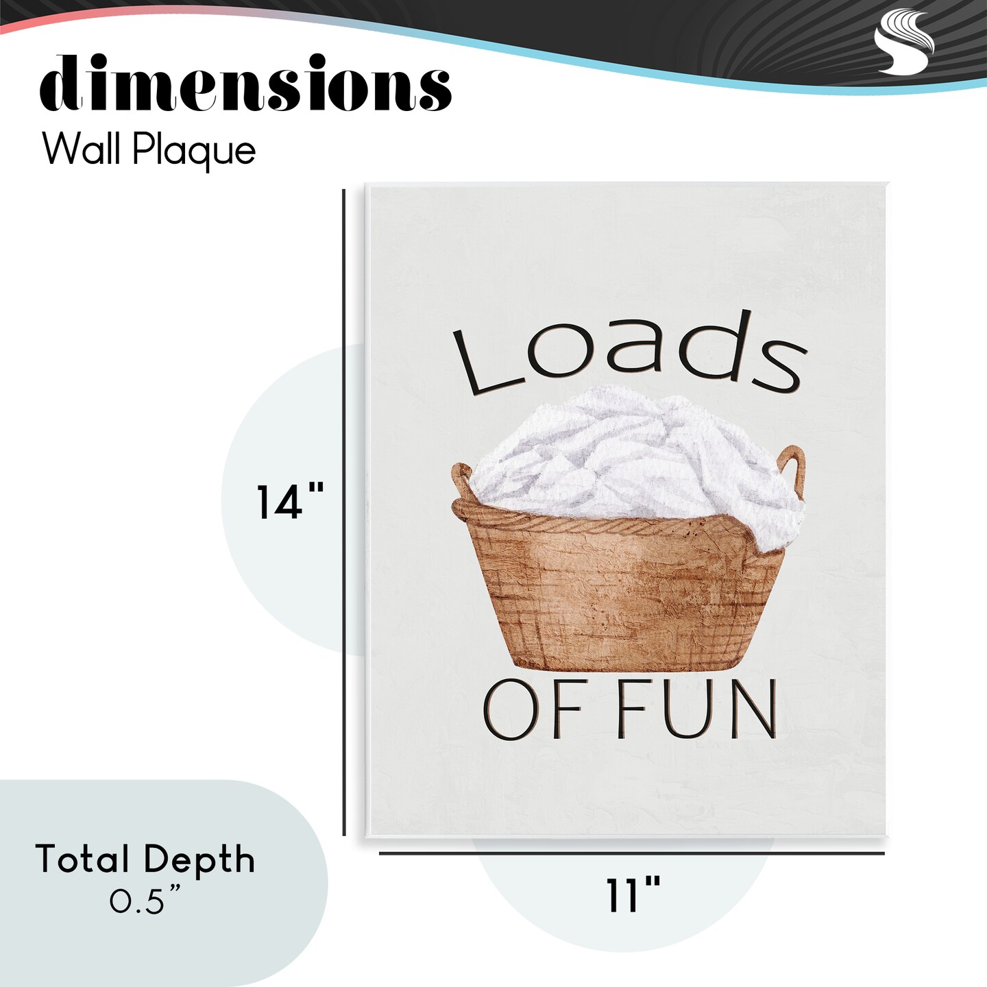 Stupell Industries Loads Of Fun Laundry Basket Wall Plaque, design by Kim Allen