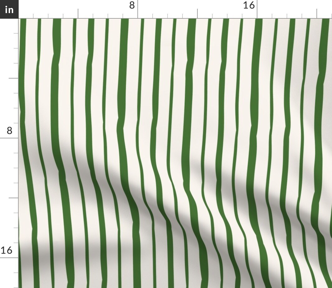 Green Stripe Cream Simple Hand Drawn Lines Cottagecore Country Farmhouse Custom Printed Fabric by Spoonflower Various Fabrics by the Yard or Fat Quarter