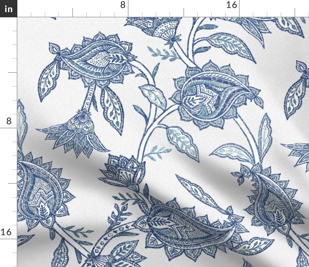Paisley Toile Floral Vintage Boho Custom Printed Fabric by Spoonflower Various Fabrics by the Yard or Fat Quarter