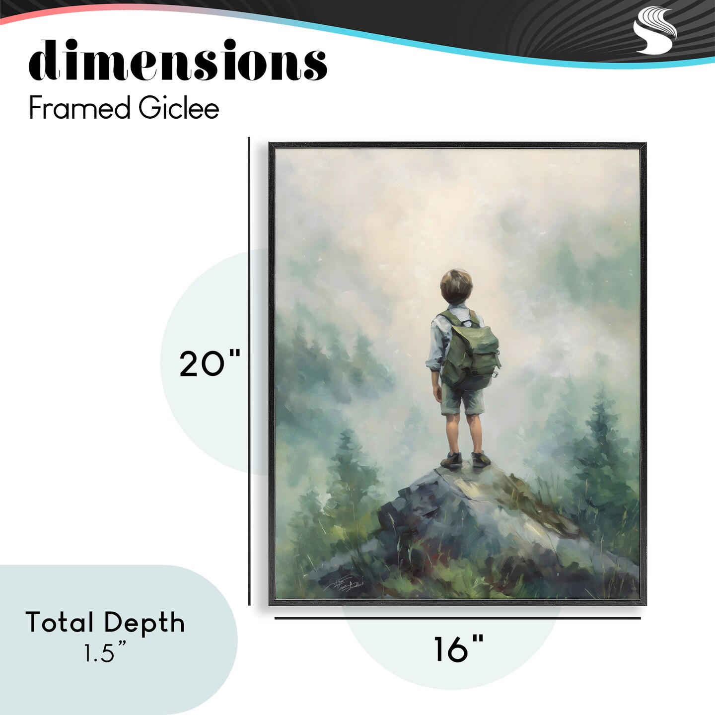Stupell Industries Boy Adventurer Atop Mountain Framed Giclee, design by Arlington Prints