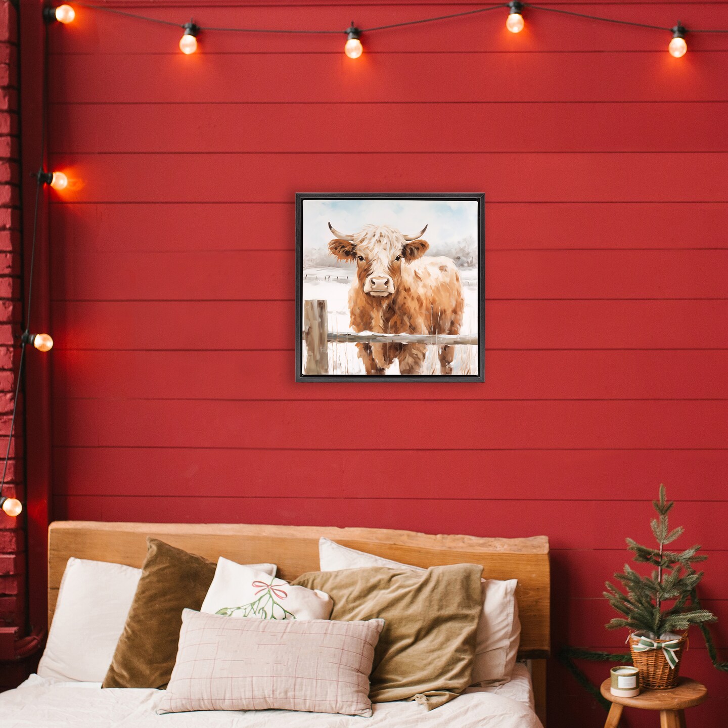 Stupell Industries Cattle at Snowy Fence Floating Frame, design by Heidi Kuntz