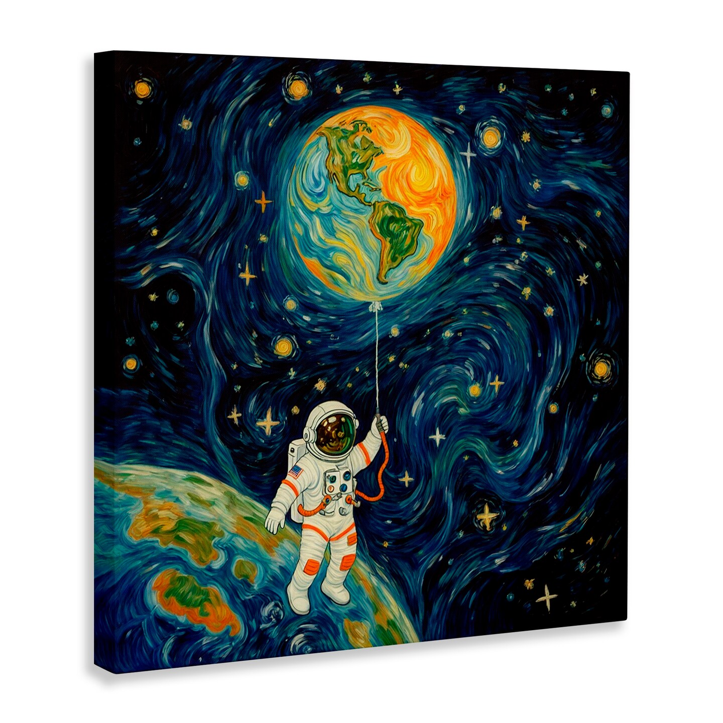 Stupell Industries Astronaut with Earth Balloon Canvas, design by Angie Hawke