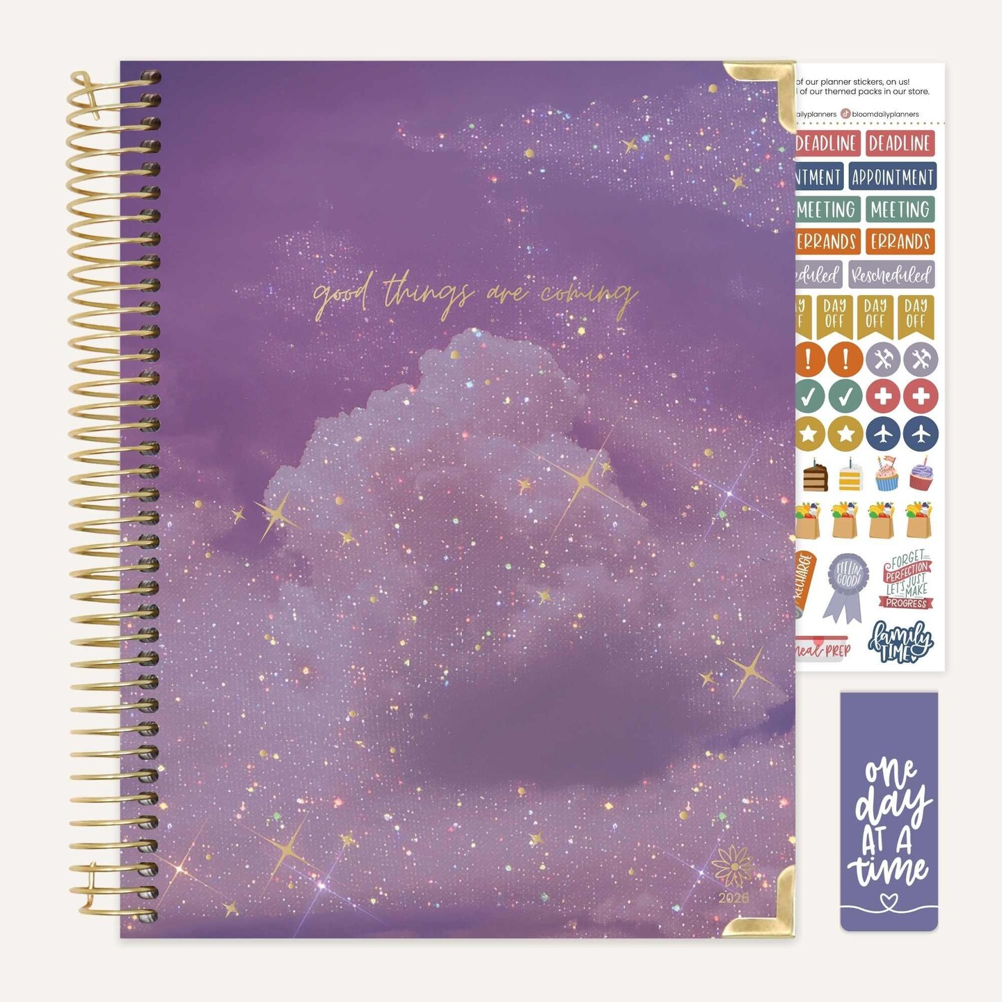 bloom daily planners 2026 Hard Cover Weekly & Monthly Planner, 8.5" x 11", Good Things are Coming