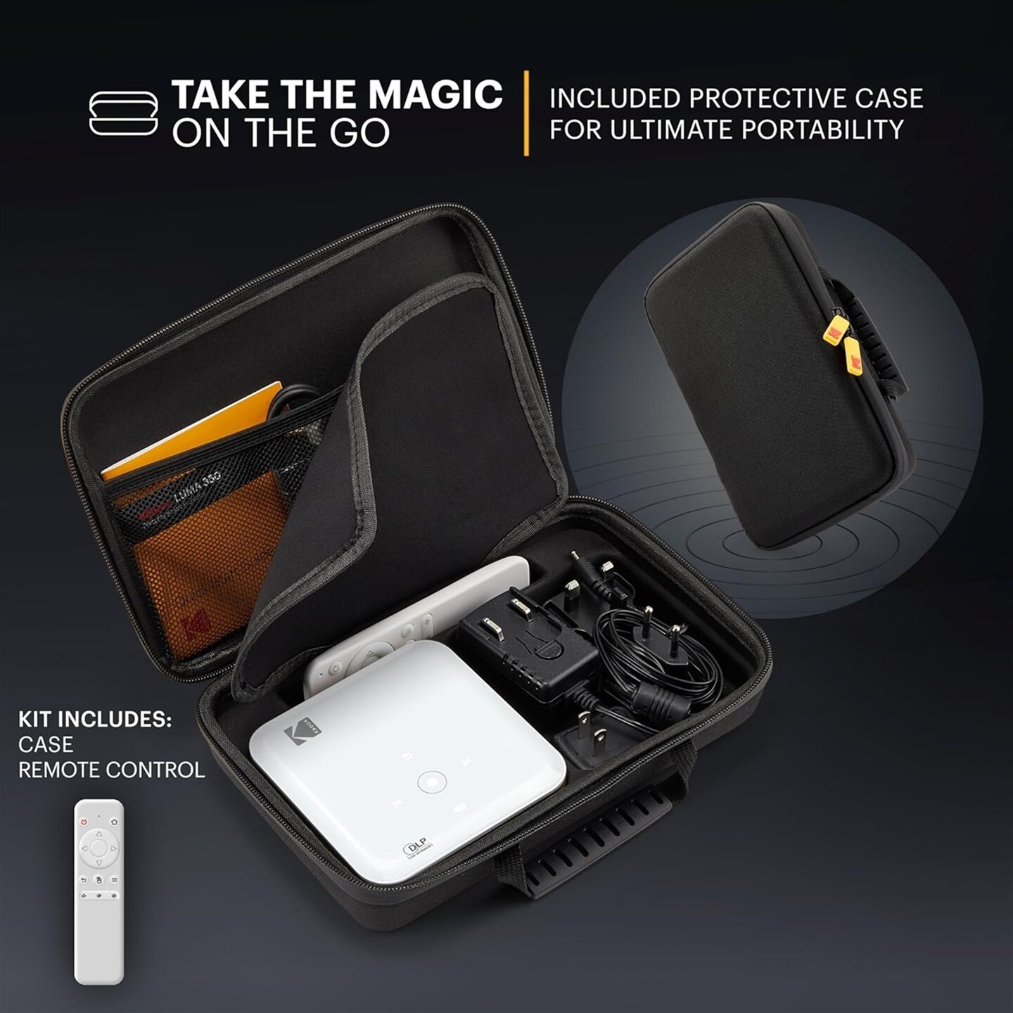 Kodak Luma 350 Smart Projector, Portable Pico Projector with 60" Screen, Case, Tripod & Remote