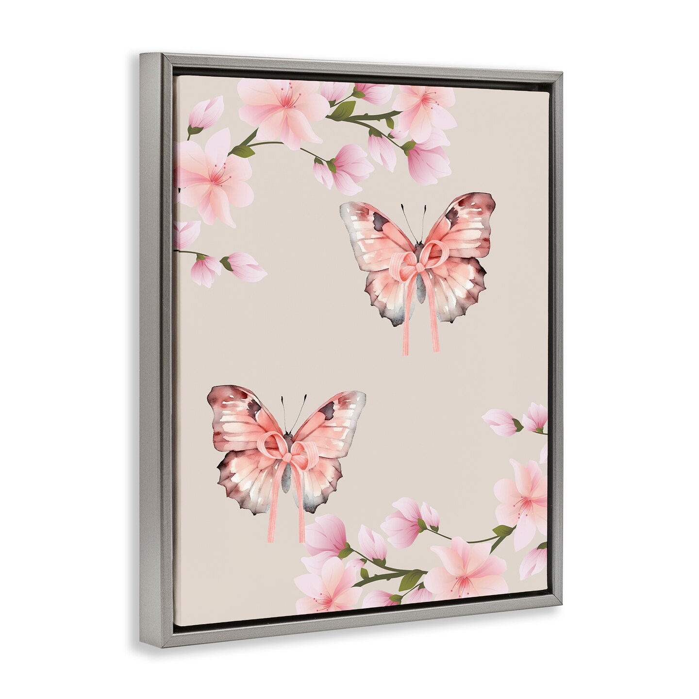 Stupell Industries Butterflies In Bows Floating Frame, design by Jesse Keith