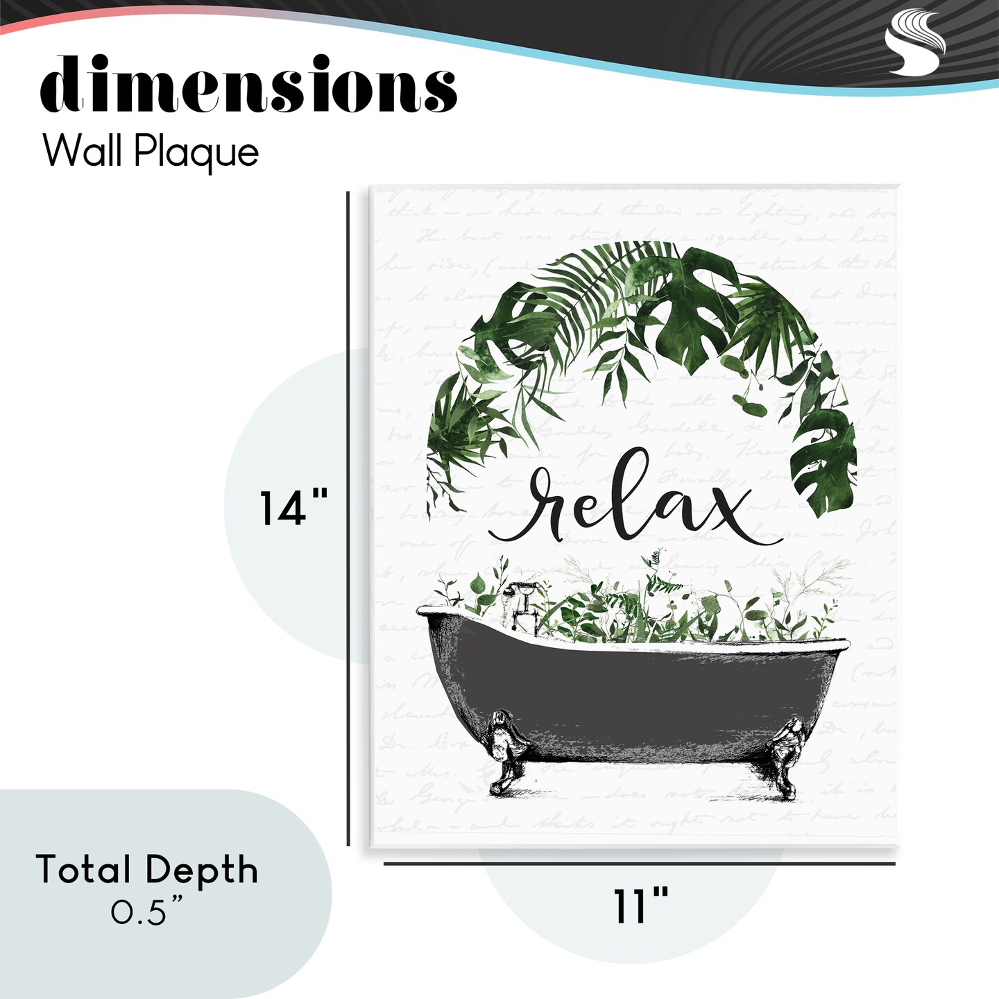 Stupell Industries Tropical Bath Relax Wall Plaque, design by Lettered and Lined