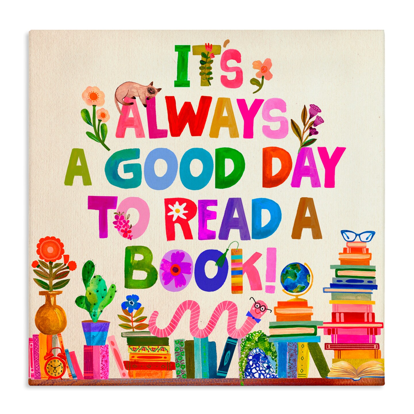 Stupell Industries Good Day To Read A Book Canvas, design by Katherine Herrell Studio